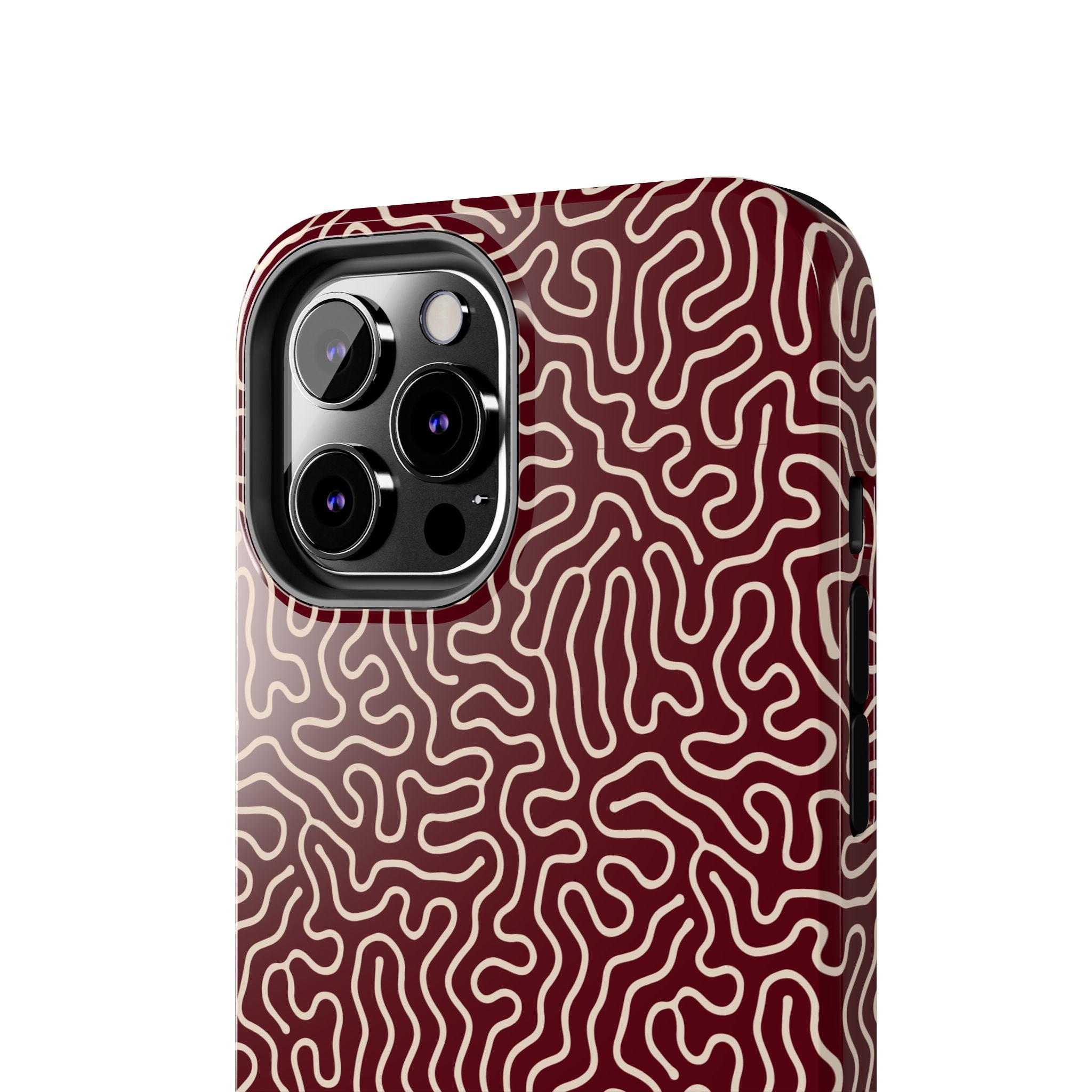 Crimson Reverie | Burgundy Abstract Line Phone Case