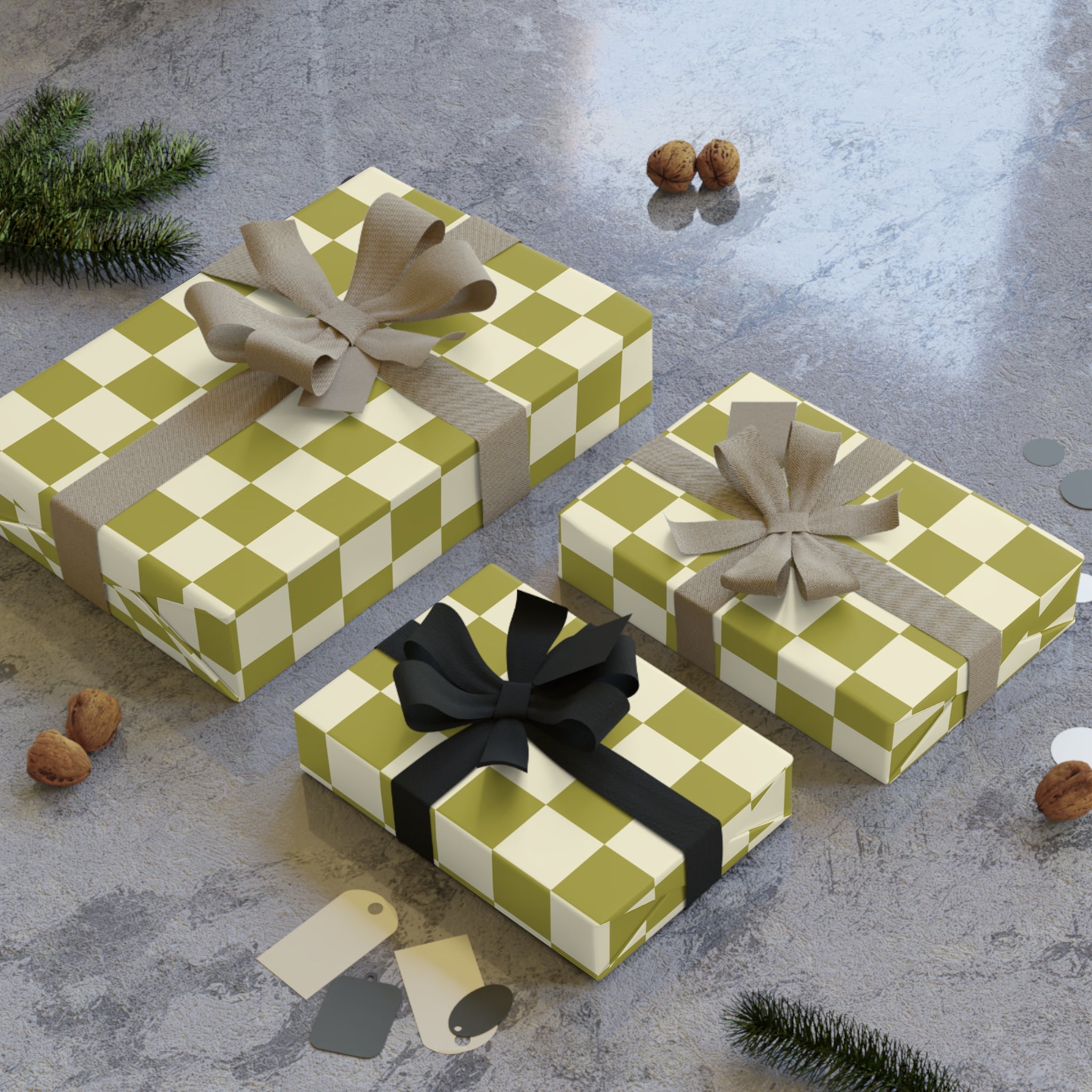 Olive Check | Wrapping Paper
