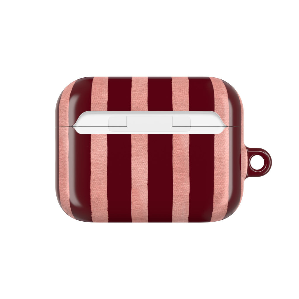 Blush Column | Burgundy & Soft Pink Stripe AirPods Case