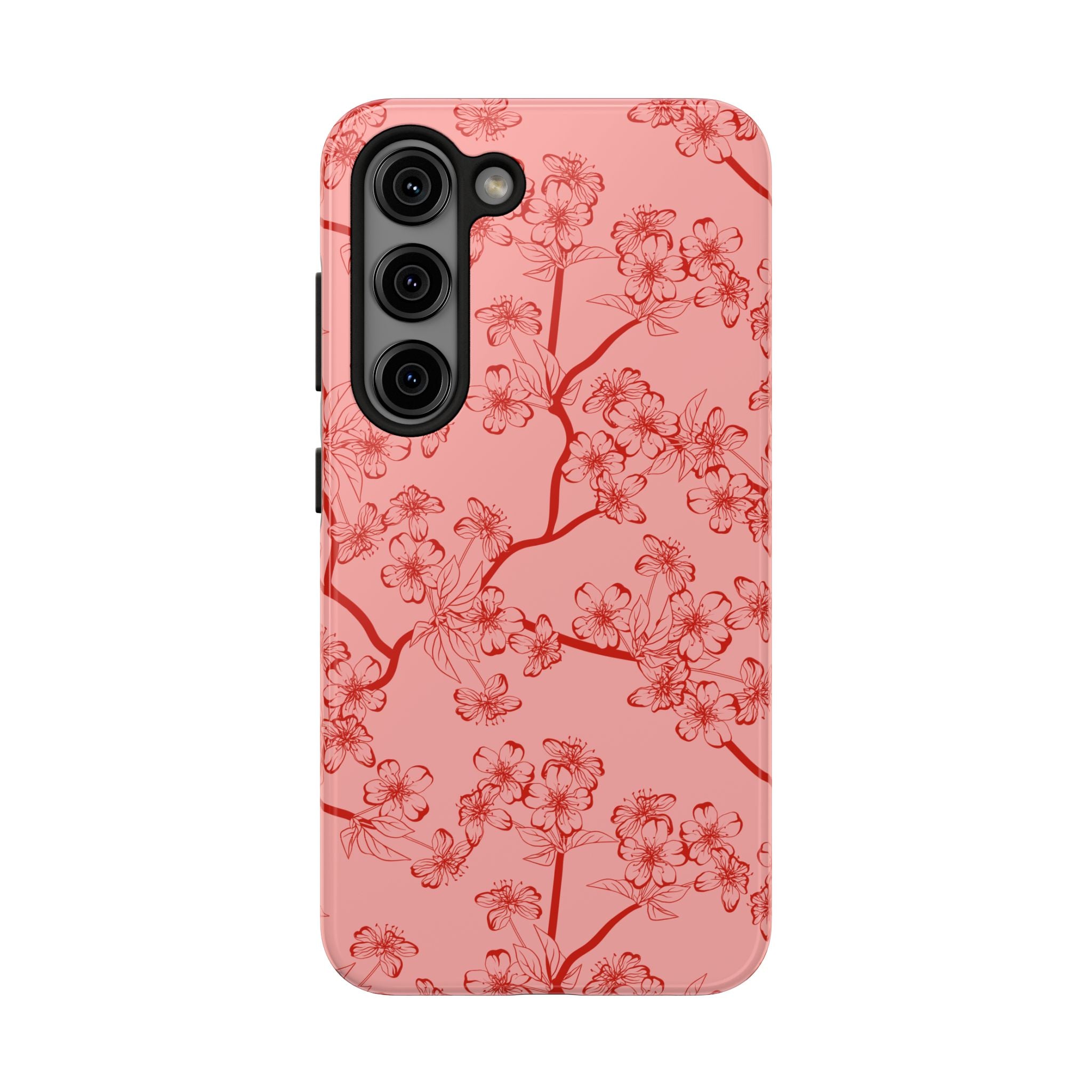 Maroon & Blush Striped Tough Phone Case — Durable Protective iPhone Cover