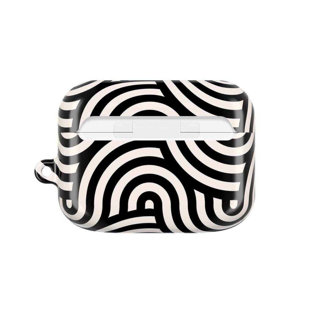 Noir Wave | Black & Cream Retro Curve AirPods Case
