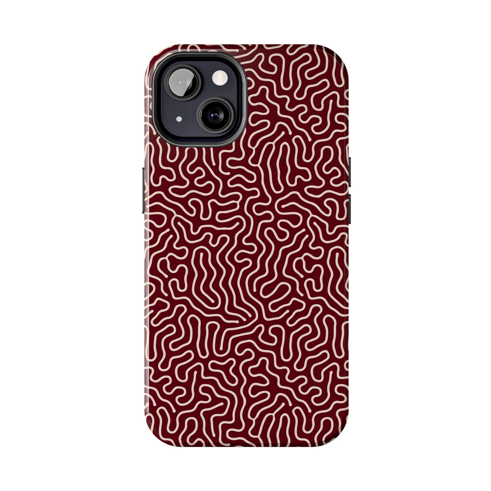 Crimson Reverie | Burgundy Abstract Line Phone Case