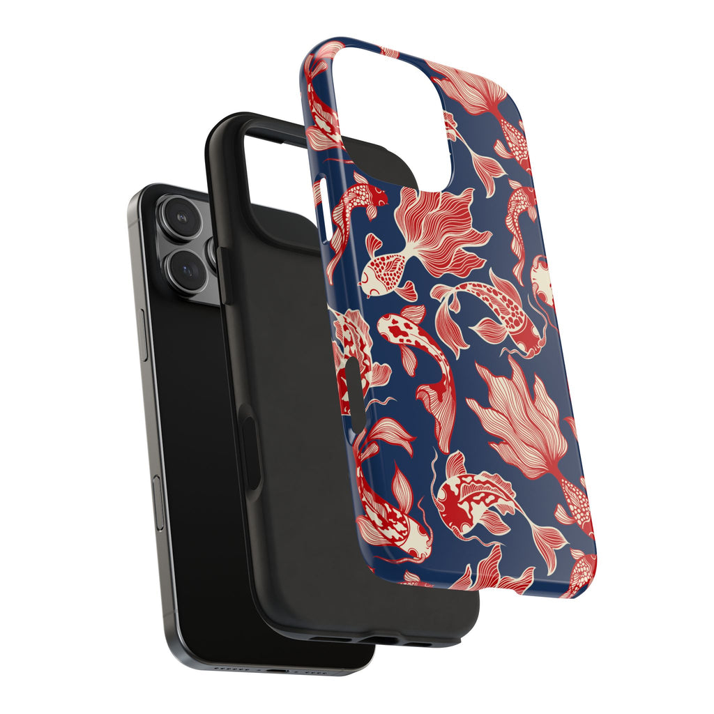 Maroon & Blush Striped Tough Phone Case — Durable Protective iPhone Cover