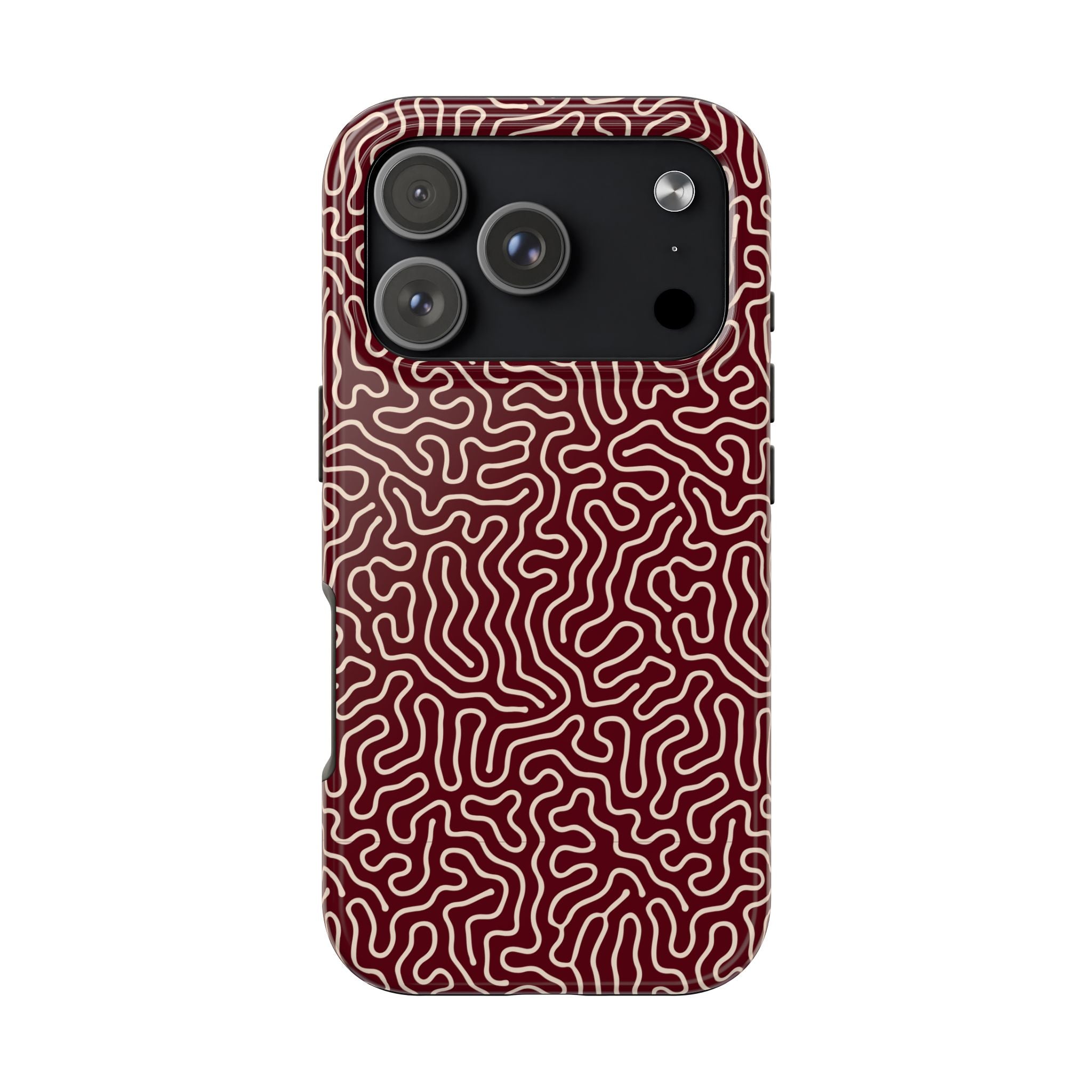 Crimson Reverie | Burgundy Abstract Line Phone Case
