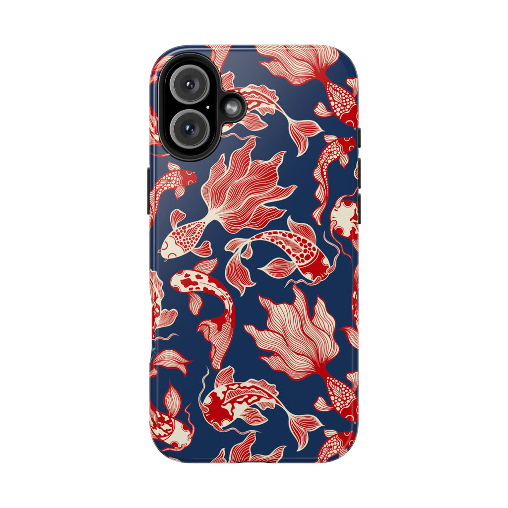 Maroon & Blush Striped Tough Phone Case — Durable Protective iPhone Cover