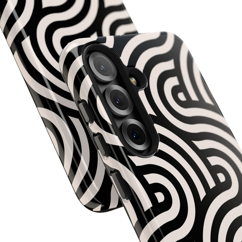 Maroon & Blush Striped Tough Phone Case — Durable Protective iPhone Cover