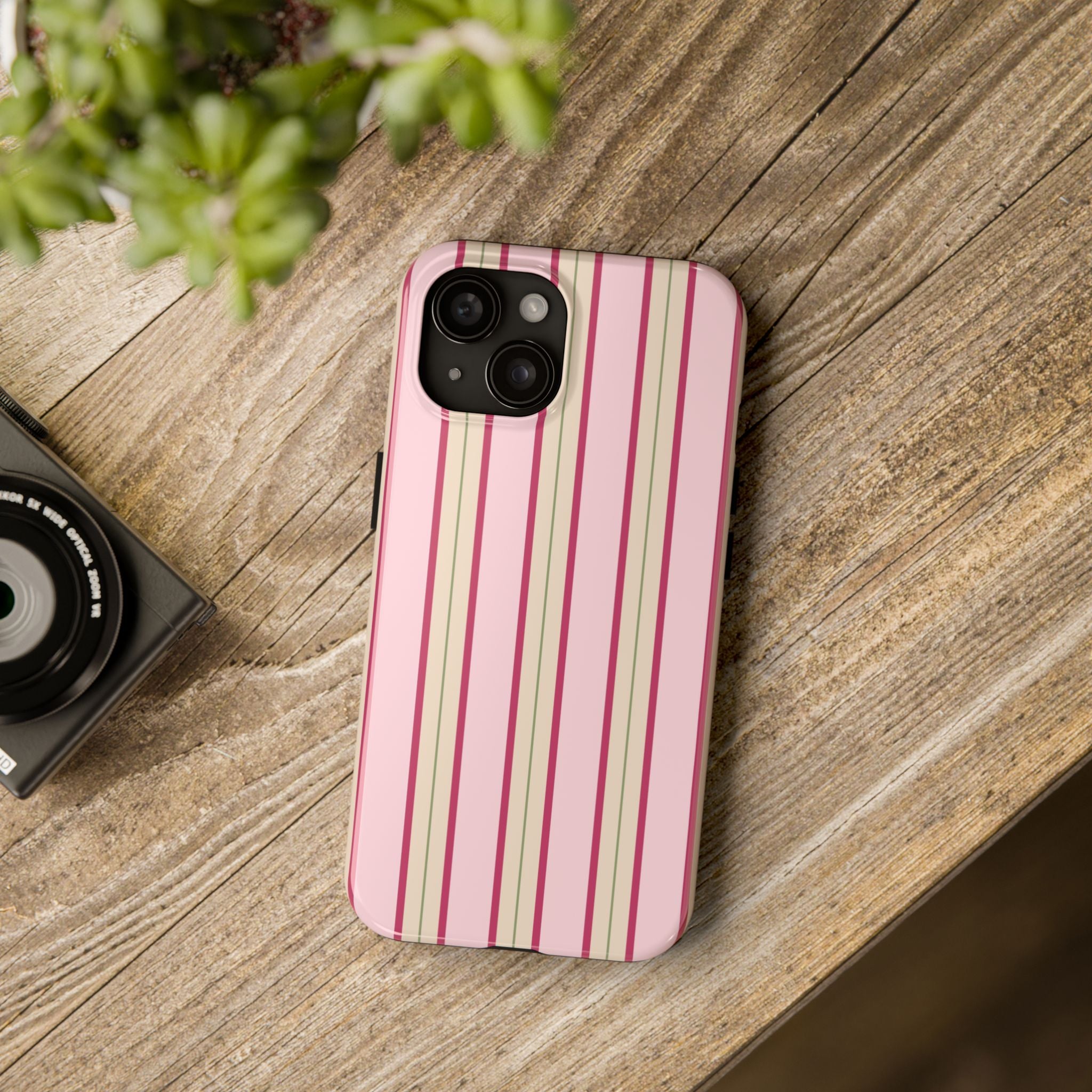 Blush Column | Pink & Burgundy Stripe Tough Phone Case