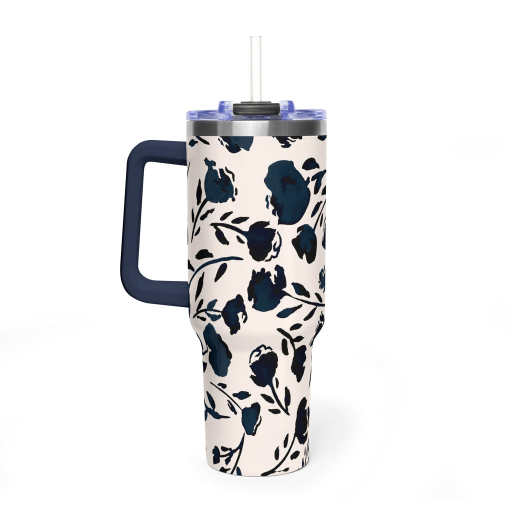 Midnight Meadow | Navy Floral Print Tumbler