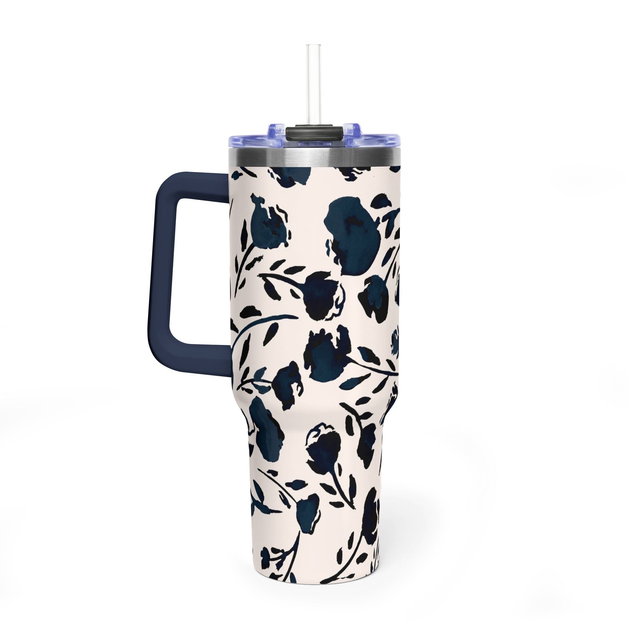 Midnight Meadow | Navy Floral Print Tumbler