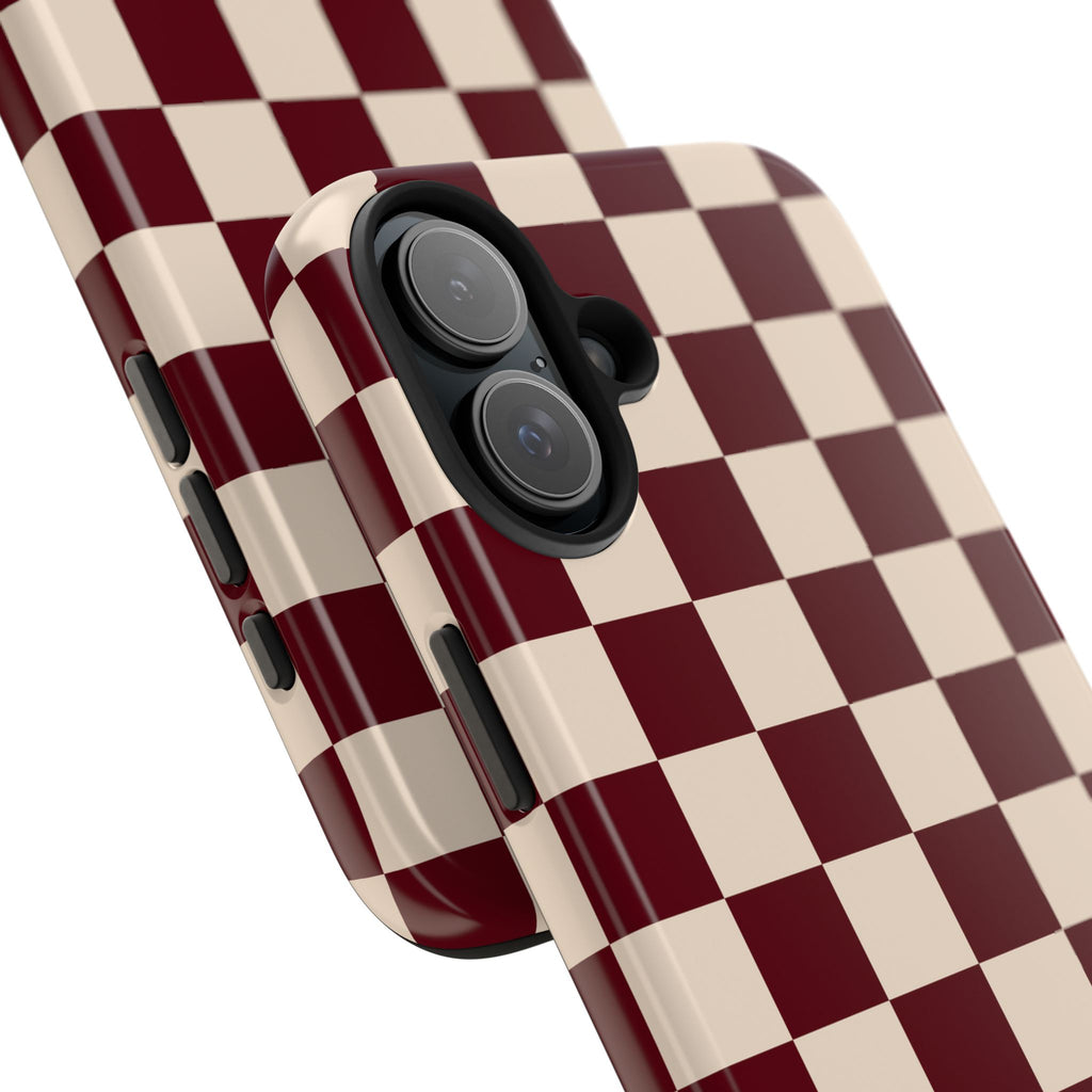 Parlor Check | Burgundy & Cream Checker Phone Case