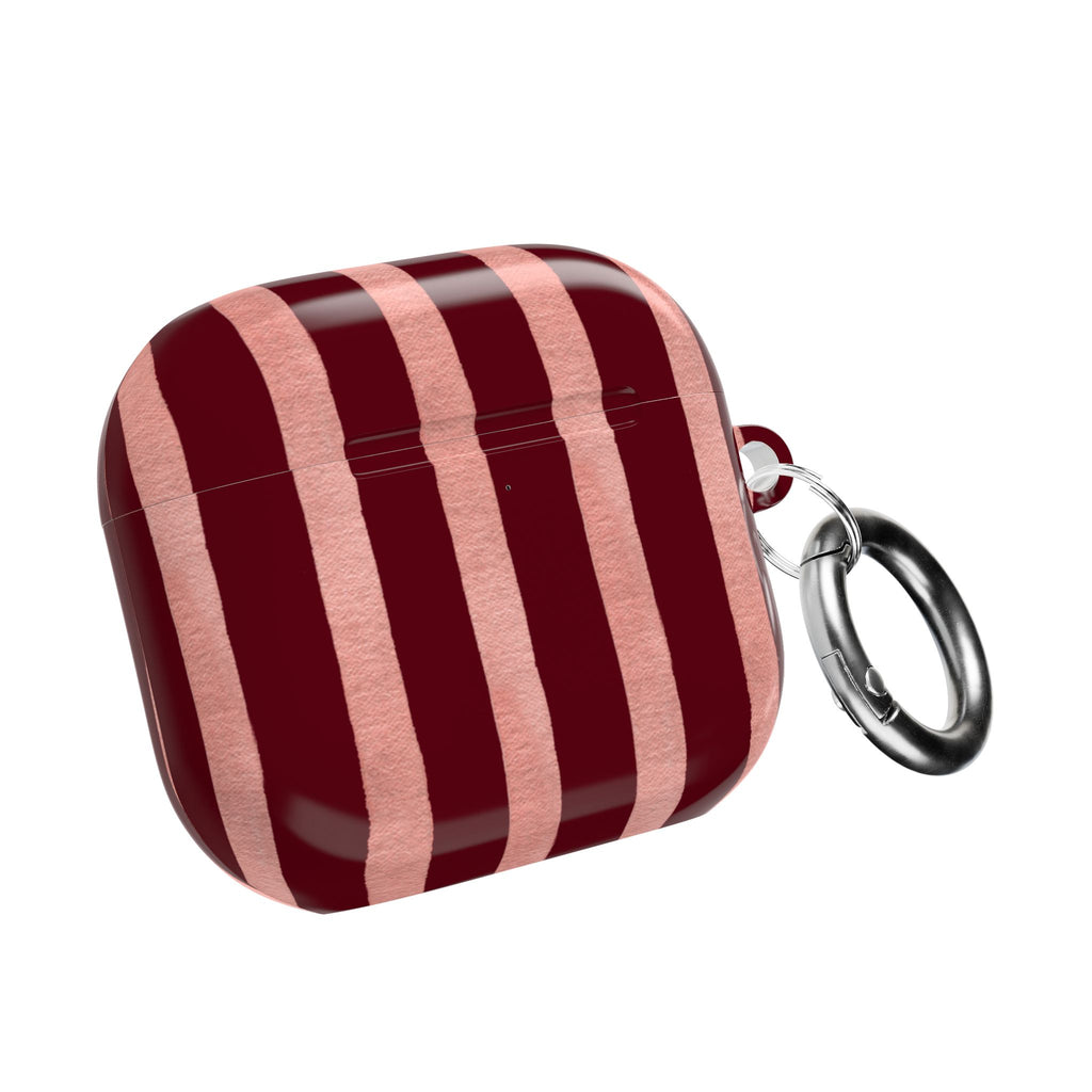 Blush Column | Burgundy & Soft Pink Stripe AirPods Case