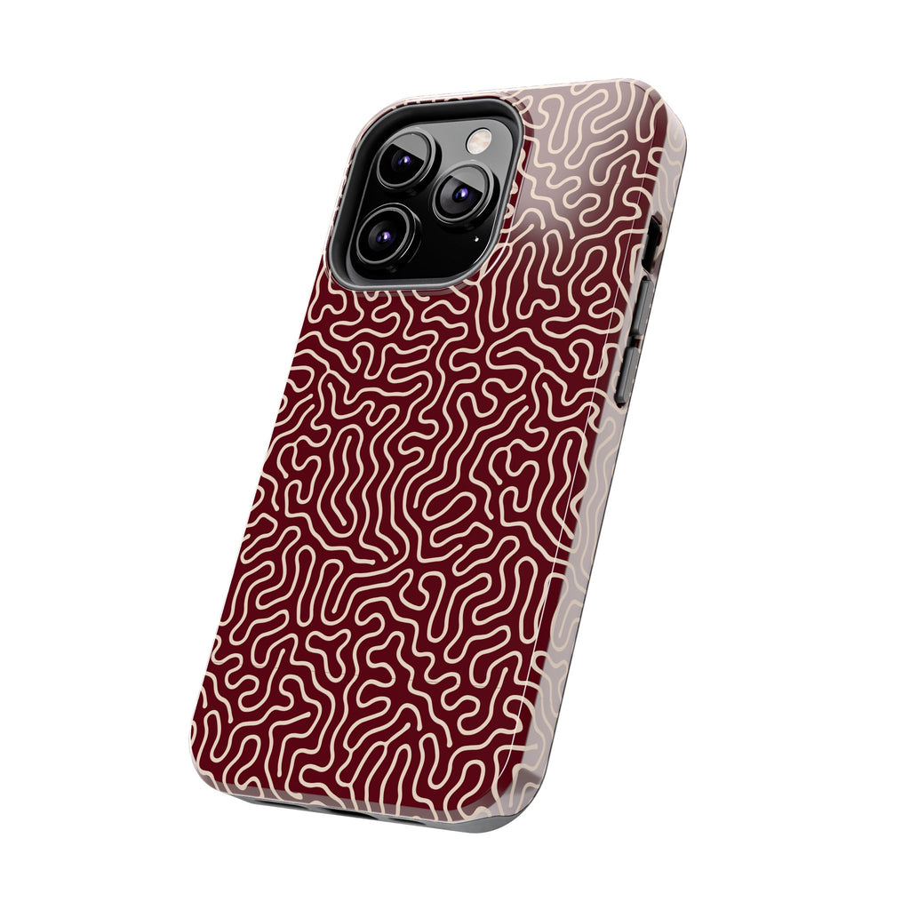 Crimson Reverie | Burgundy Abstract Line Phone Case