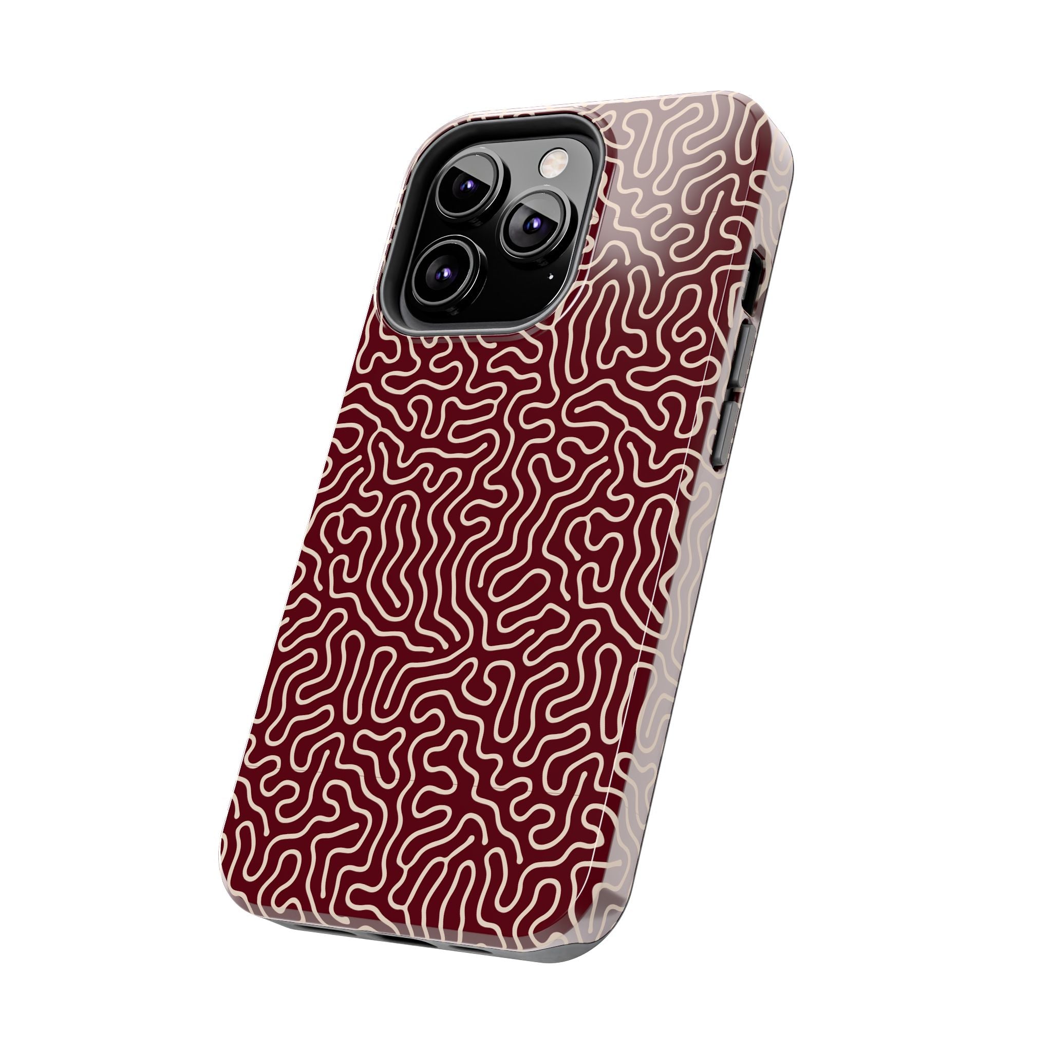 Crimson Reverie | Burgundy Abstract Line Phone Case