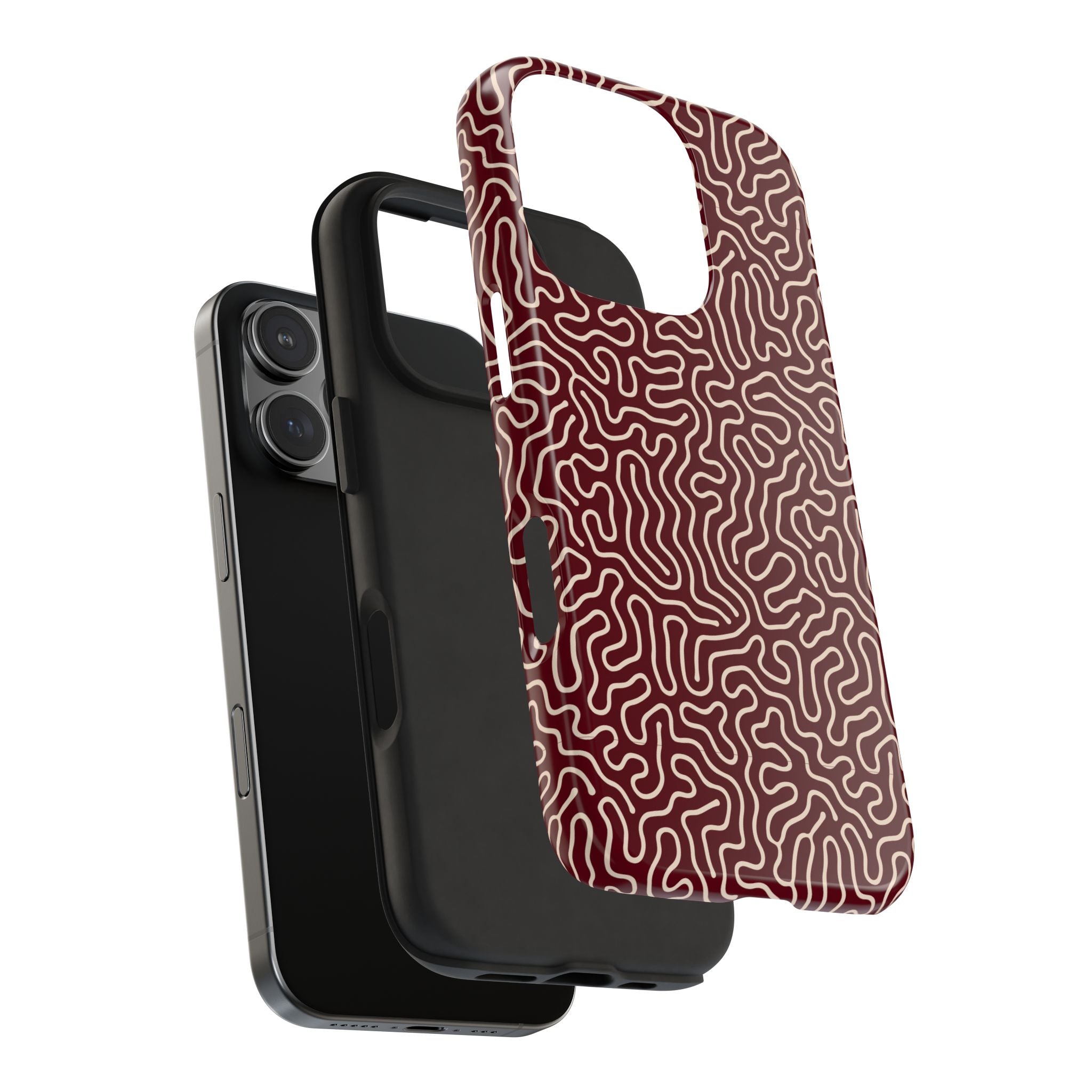 Crimson Reverie | Burgundy Abstract Line Phone Case