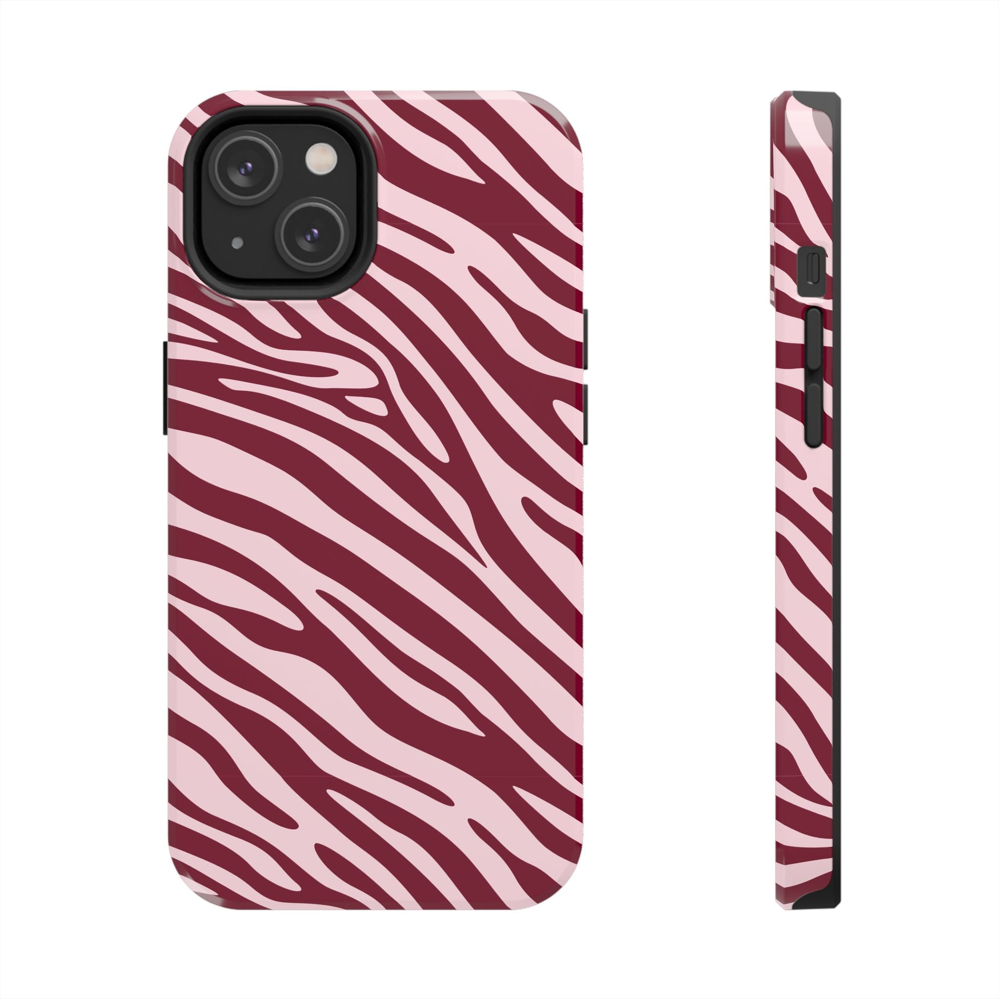 Velvet Zebra | Burgundy Zebra Print Tough Phone Case