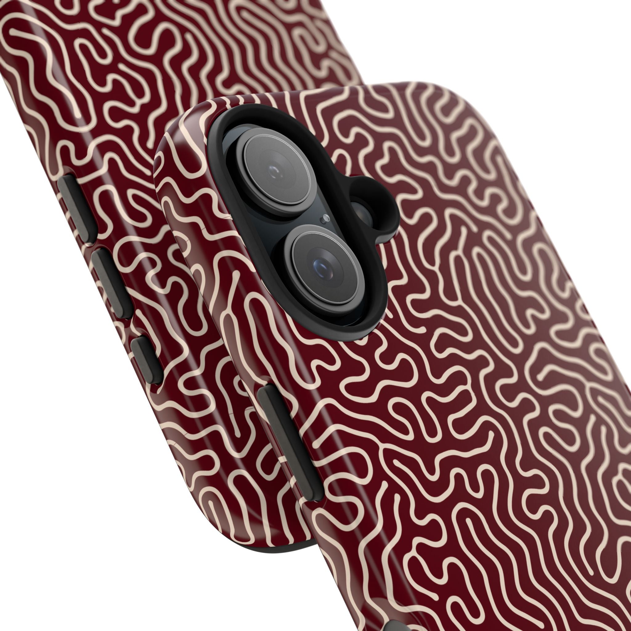 Crimson Reverie | Burgundy Abstract Line Phone Case