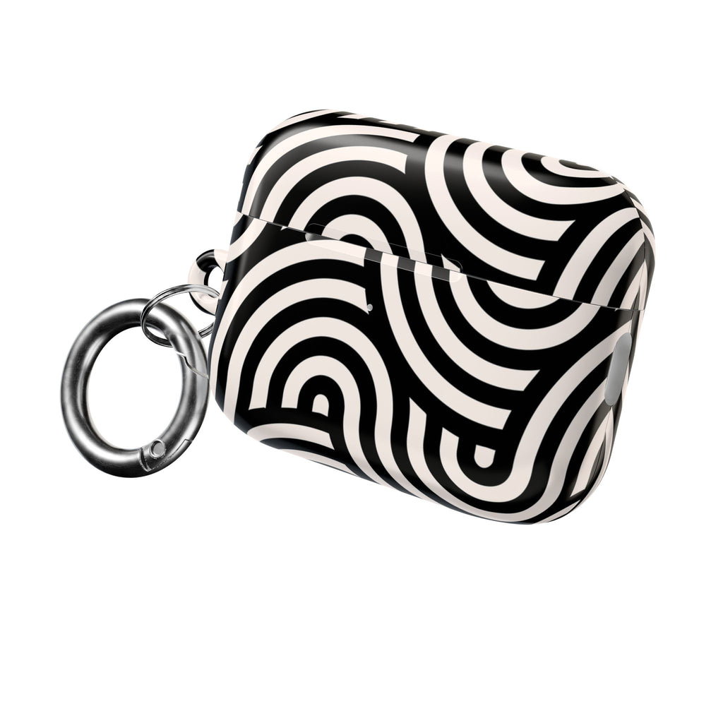 Noir Wave | Black & Cream Retro Curve AirPods Case