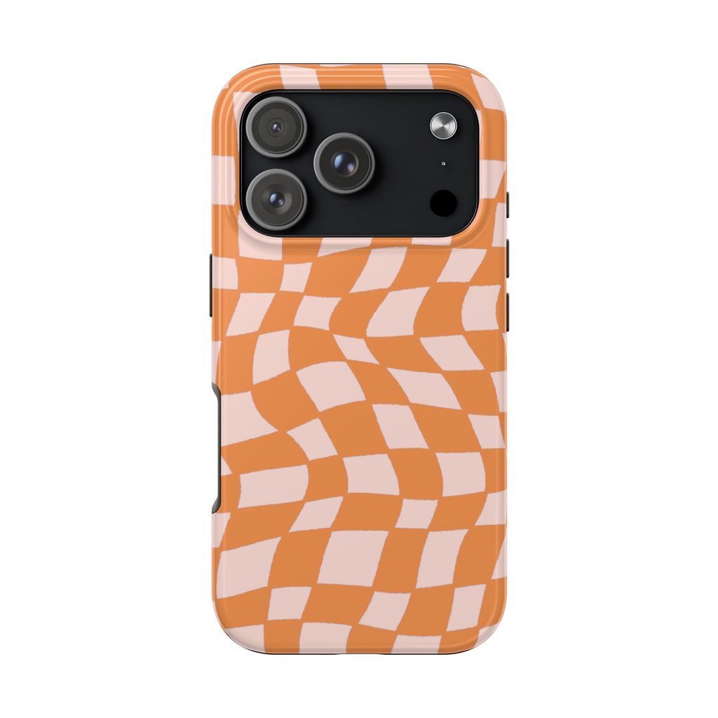 Warped Summer | Orange Wavy Checker Phone Case
