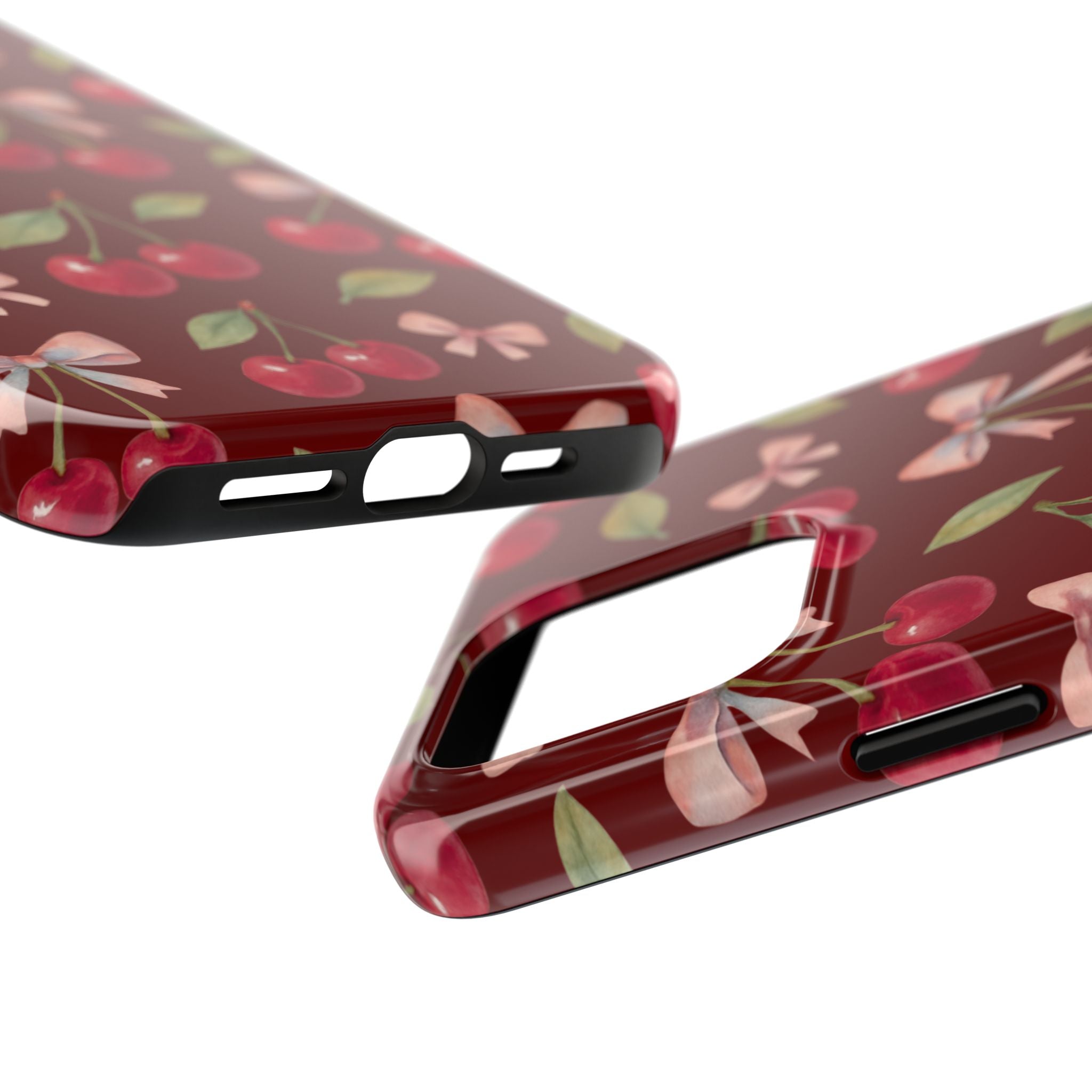 Cherry Kiss | Cherry Bow Print Tough Phone Case