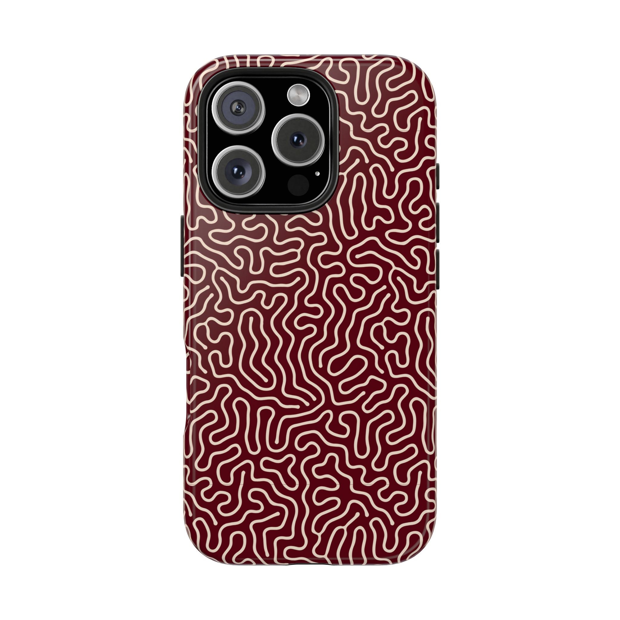 Crimson Reverie | Burgundy Abstract Line Phone Case
