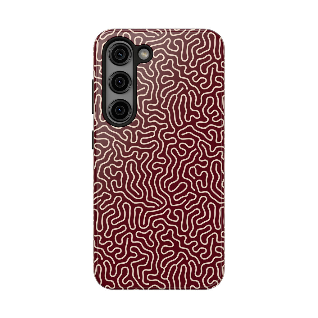Crimson Reverie | Burgundy Abstract Line Phone Case