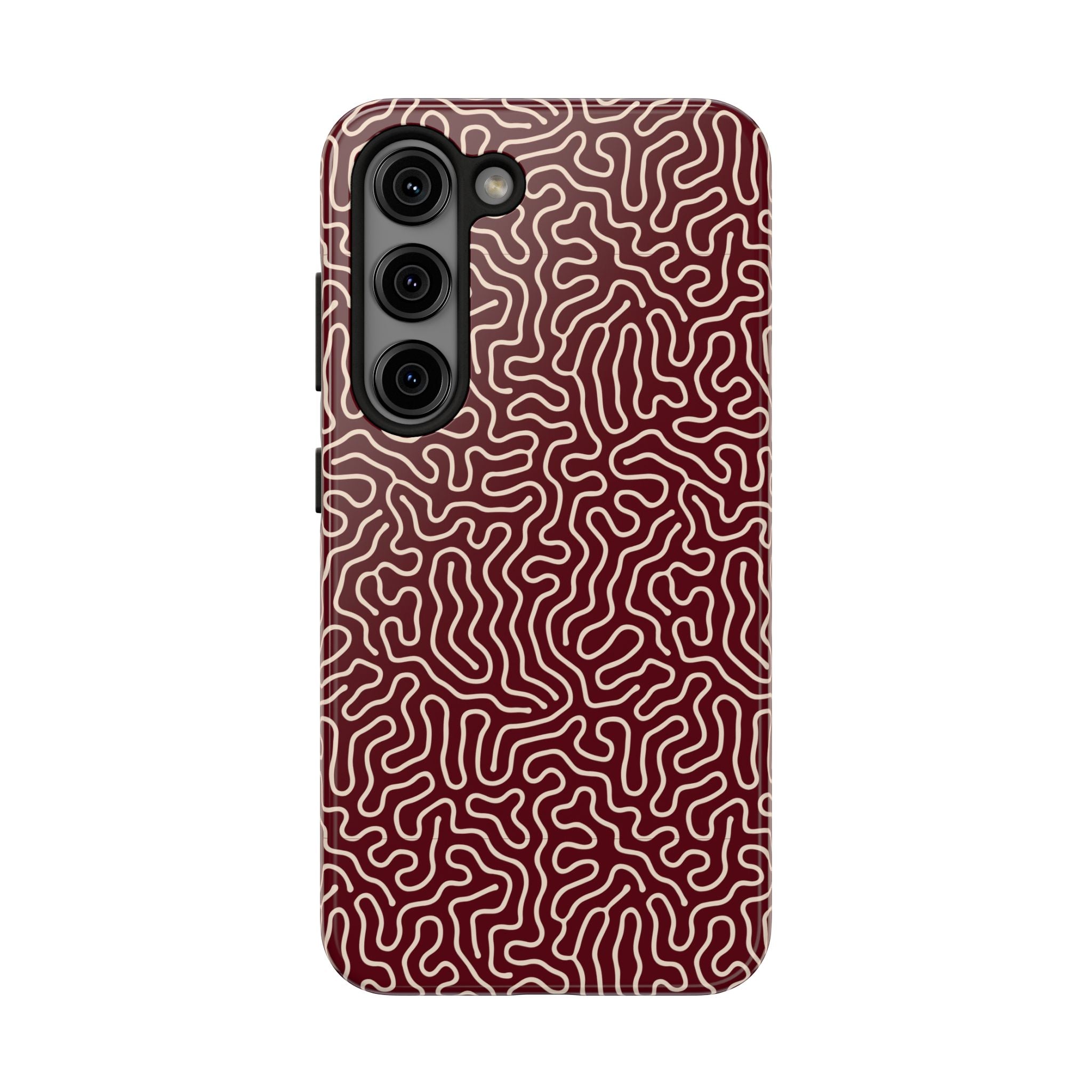 Crimson Reverie | Burgundy Abstract Line Phone Case