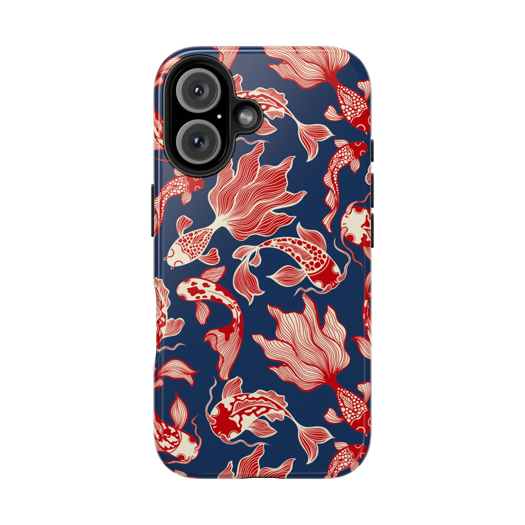 Maroon & Blush Striped Tough Phone Case — Durable Protective iPhone Cover