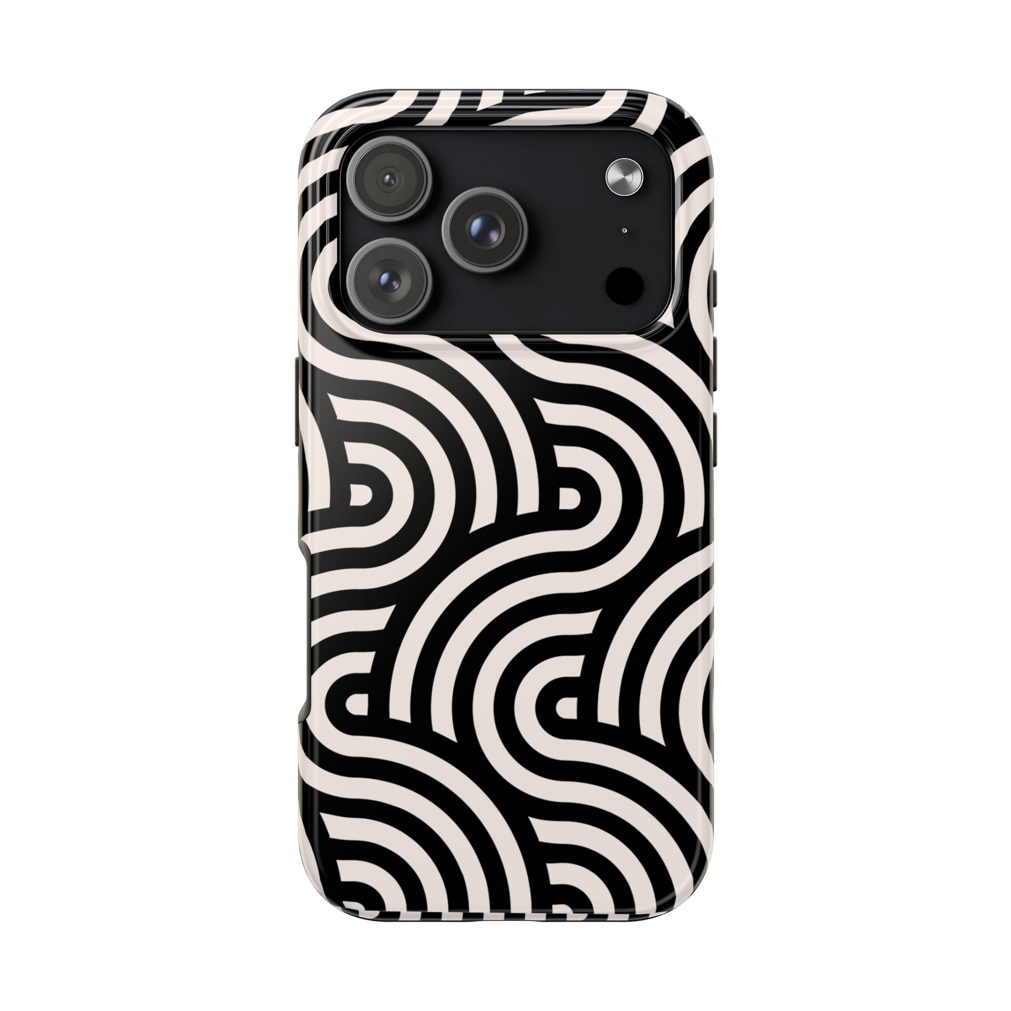 Maroon & Blush Striped Tough Phone Case — Durable Protective iPhone Cover