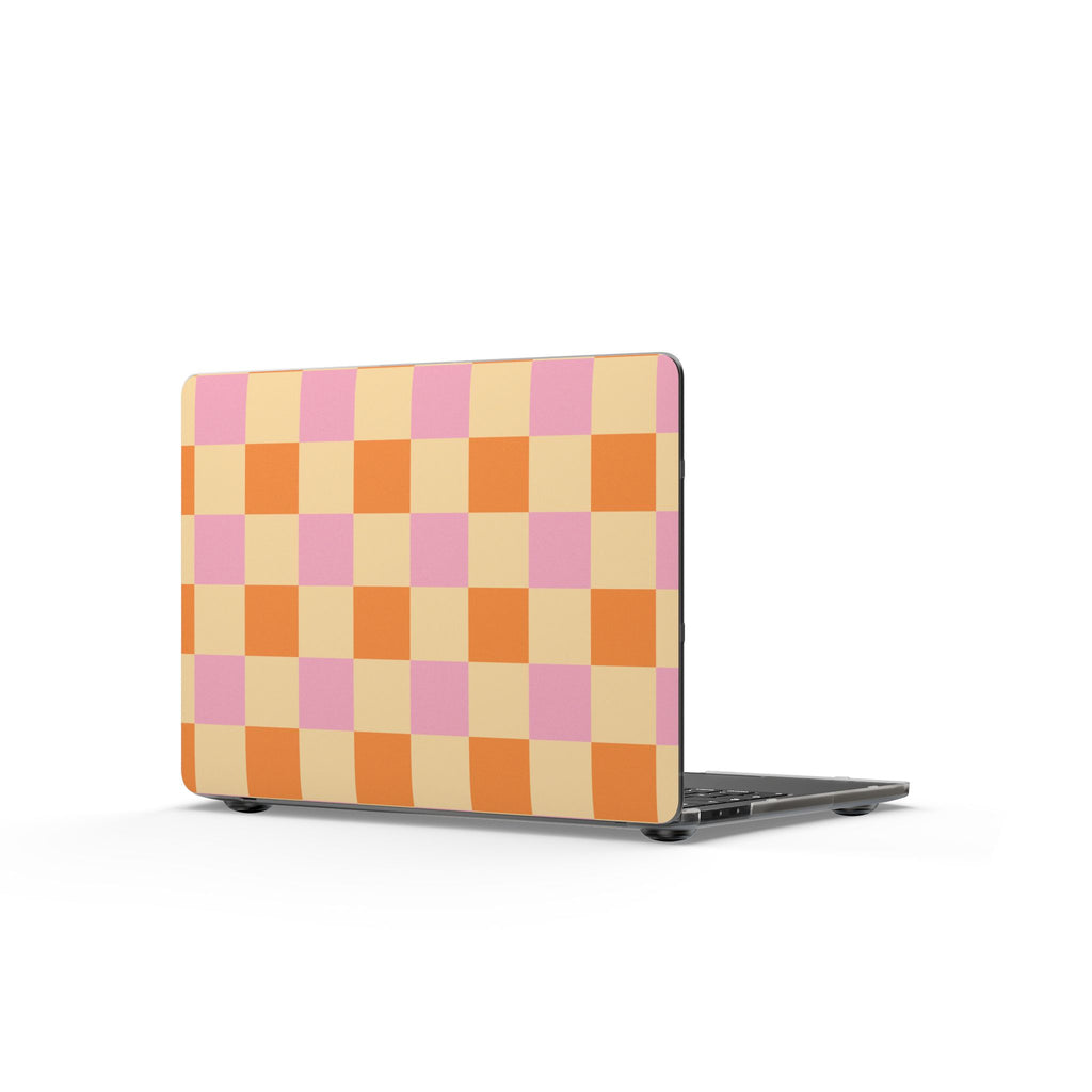 Sunwash Check | Peach, Pink & Orange Grid Laptop Sleeve