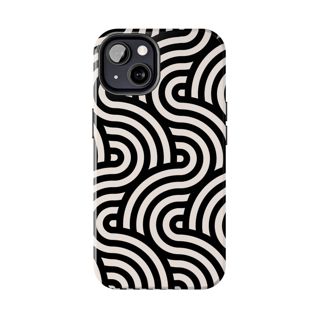 Maroon & Blush Striped Tough Phone Case — Durable Protective iPhone Cover
