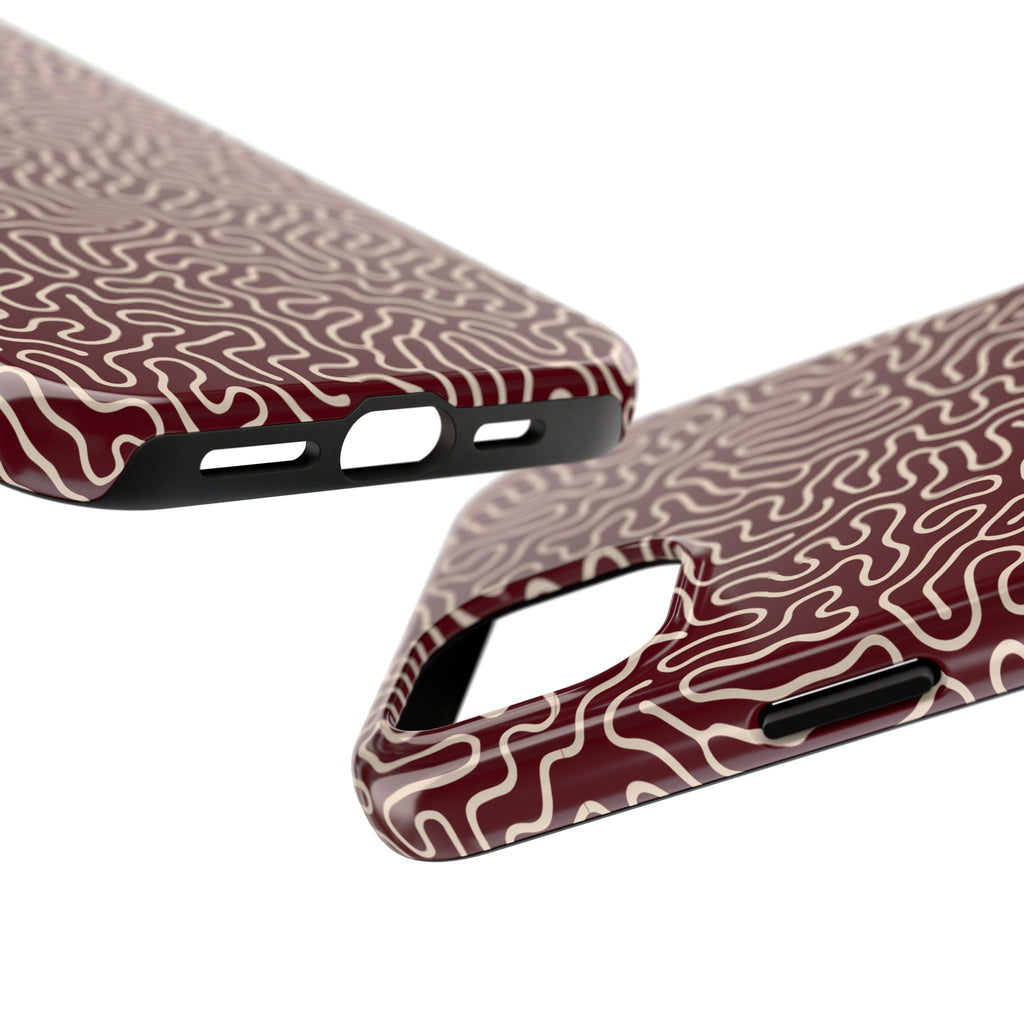 Crimson Reverie | Burgundy Abstract Line Phone Case