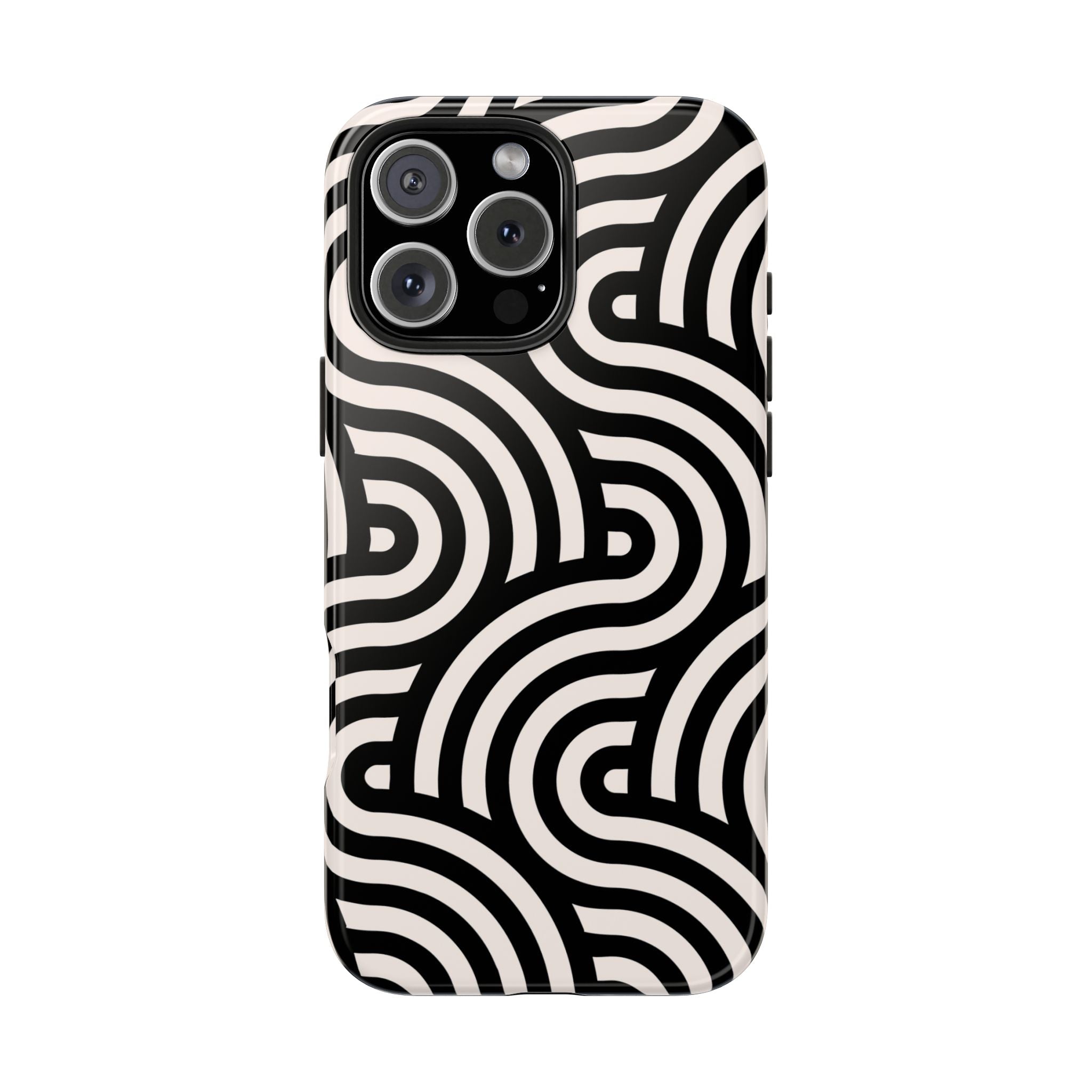 Maroon & Blush Striped Tough Phone Case — Durable Protective iPhone Cover