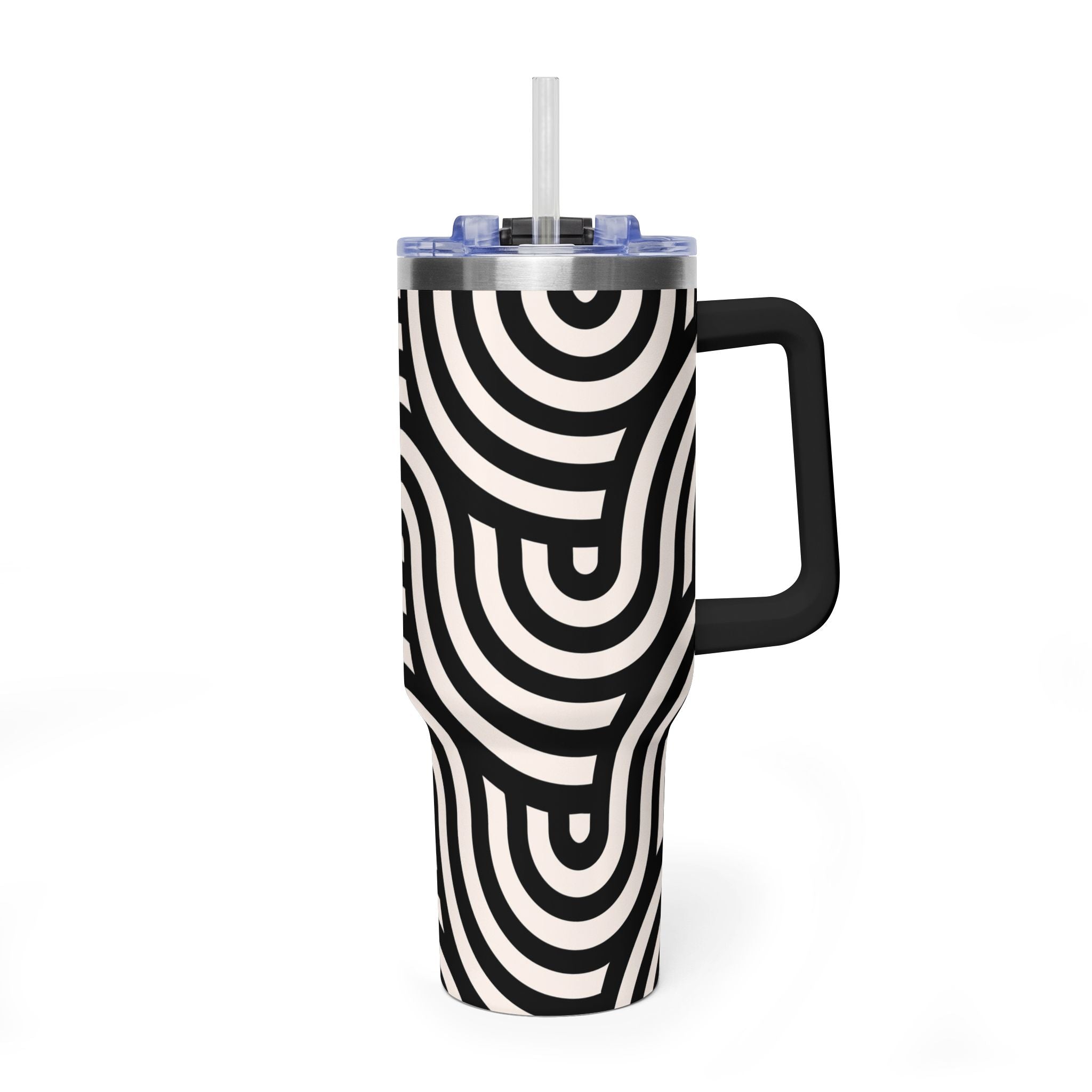 Noir Wave | Black & Cream Retro Curve Tumbler