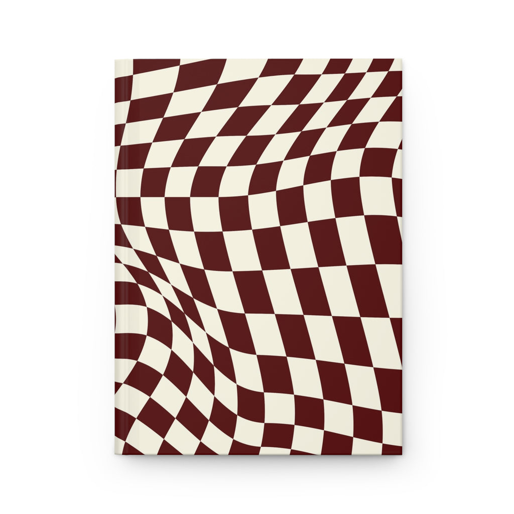 Crimson Warp | Marron & Cream Wavy Check Print Journal