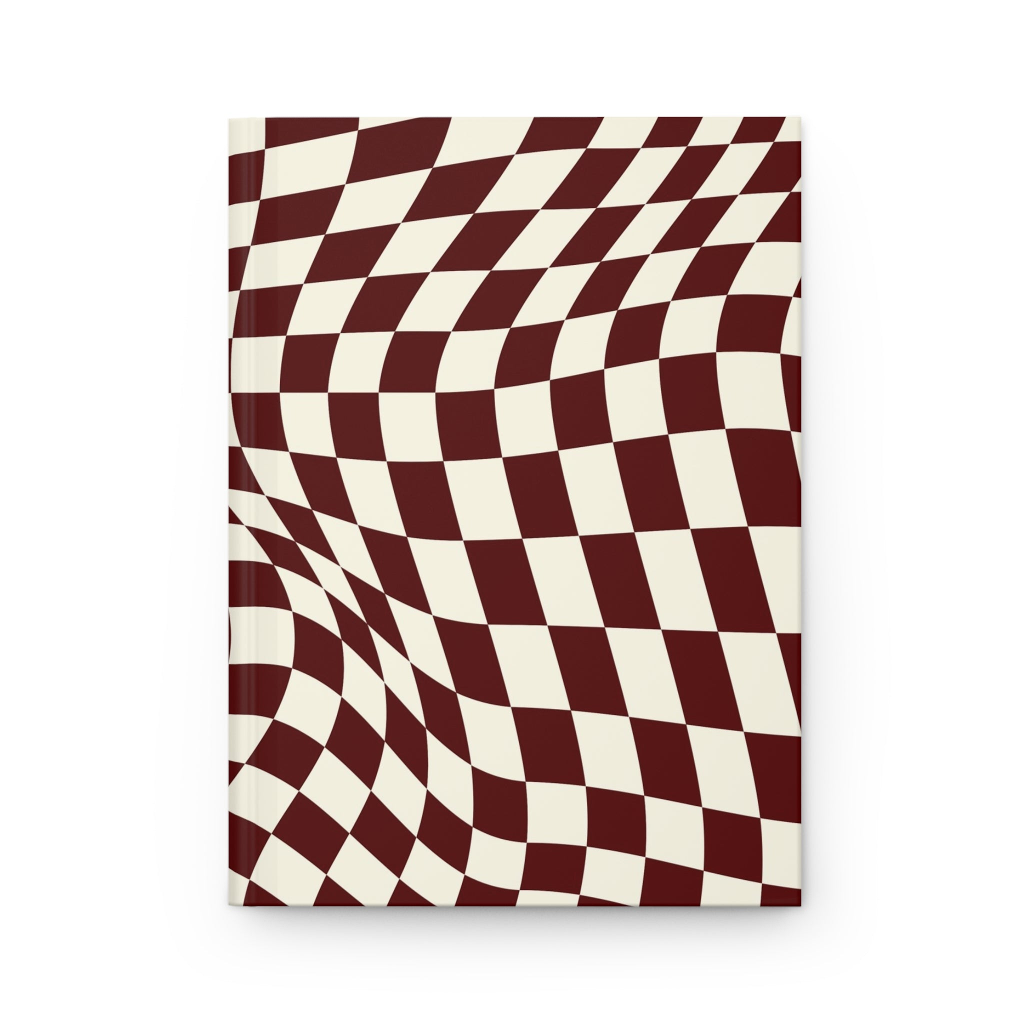 Crimson Warp | Marron & Cream Wavy Check Print Journal