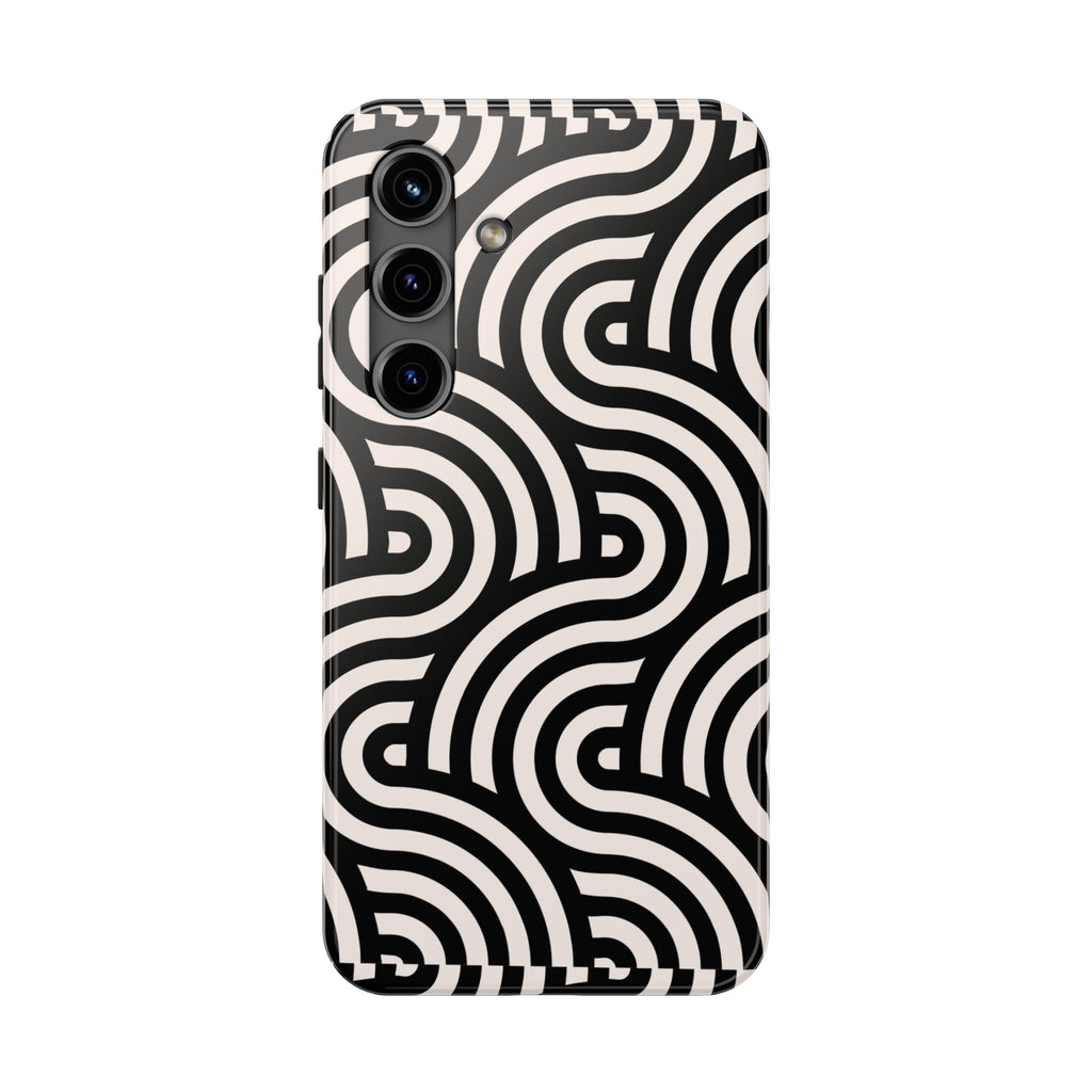 Maroon & Blush Striped Tough Phone Case — Durable Protective iPhone Cover
