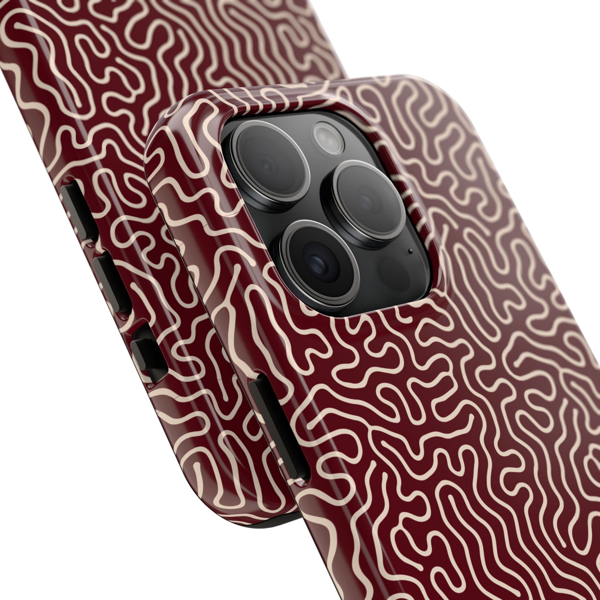 Crimson Reverie | Burgundy Abstract Line Phone Case