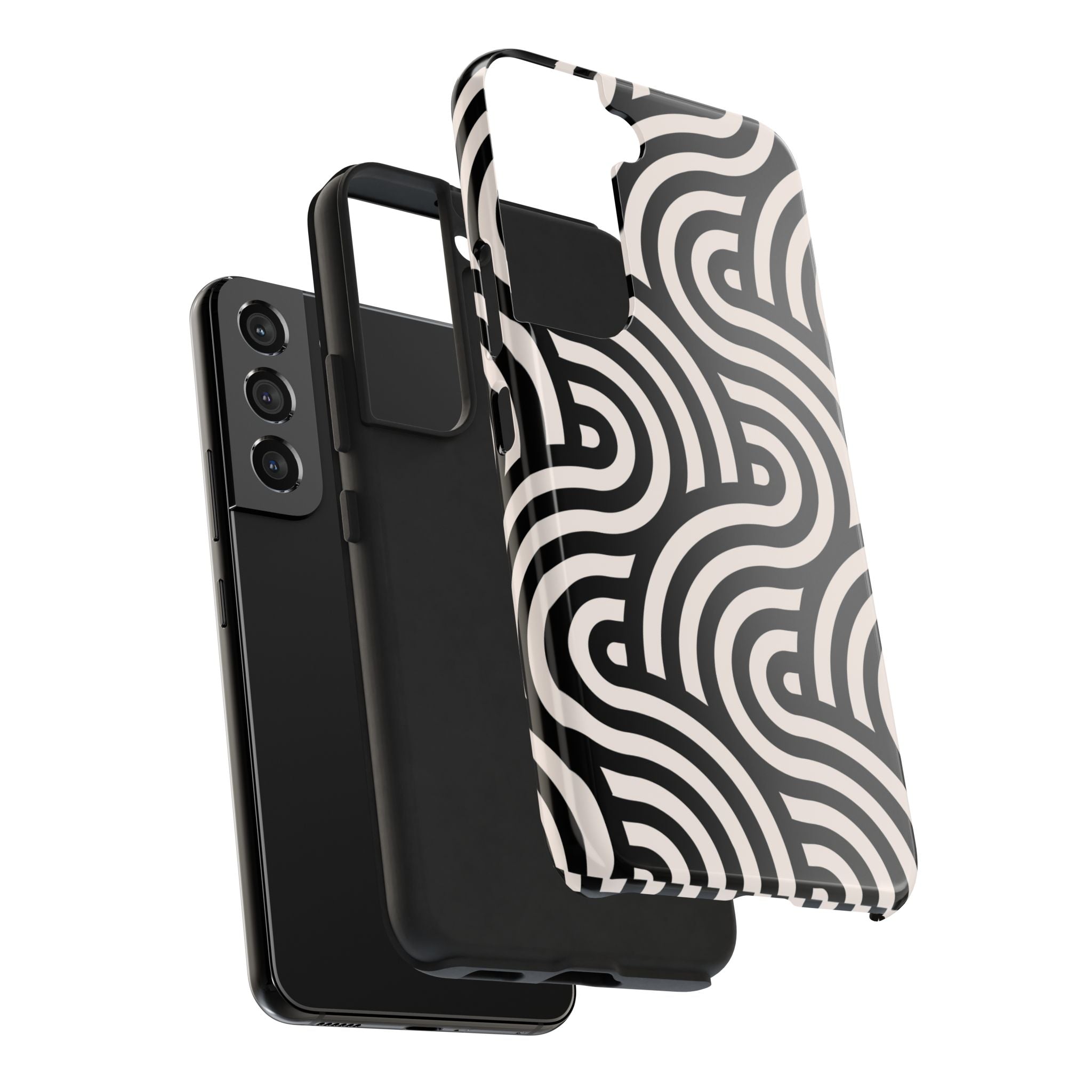 Maroon & Blush Striped Tough Phone Case — Durable Protective iPhone Cover