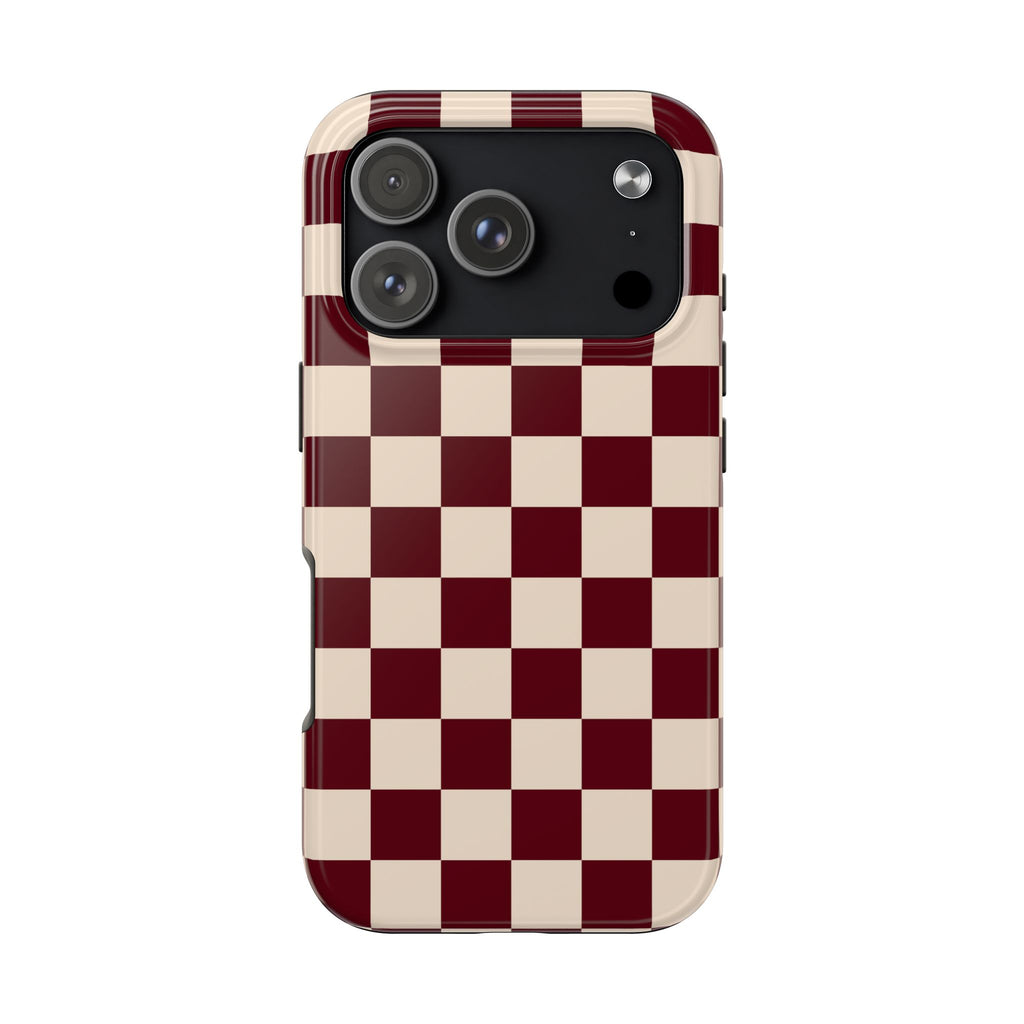 Parlor Check | Burgundy & Cream Checker Phone Case