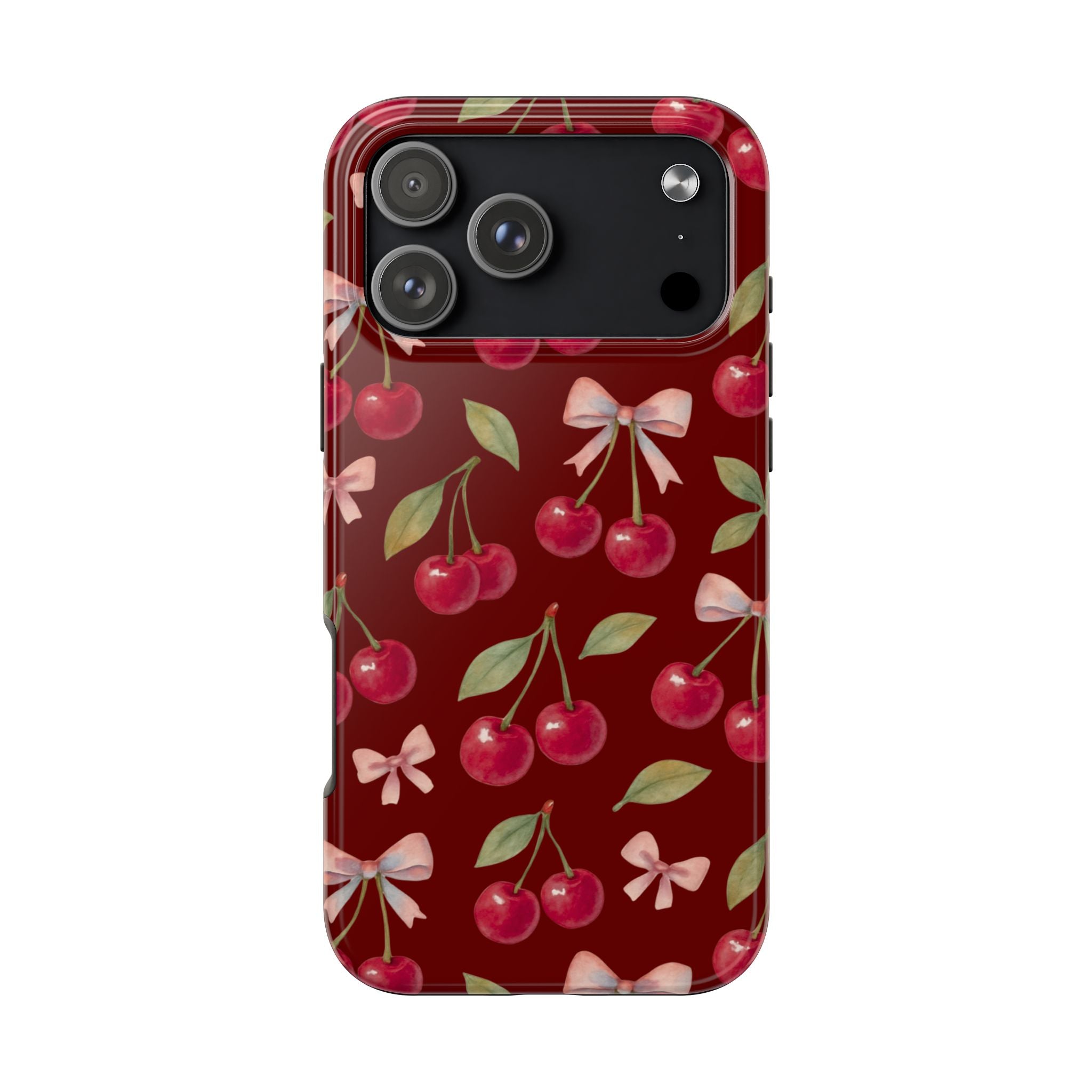 Cherry Kiss | Cherry Bow Print Tough Phone Case