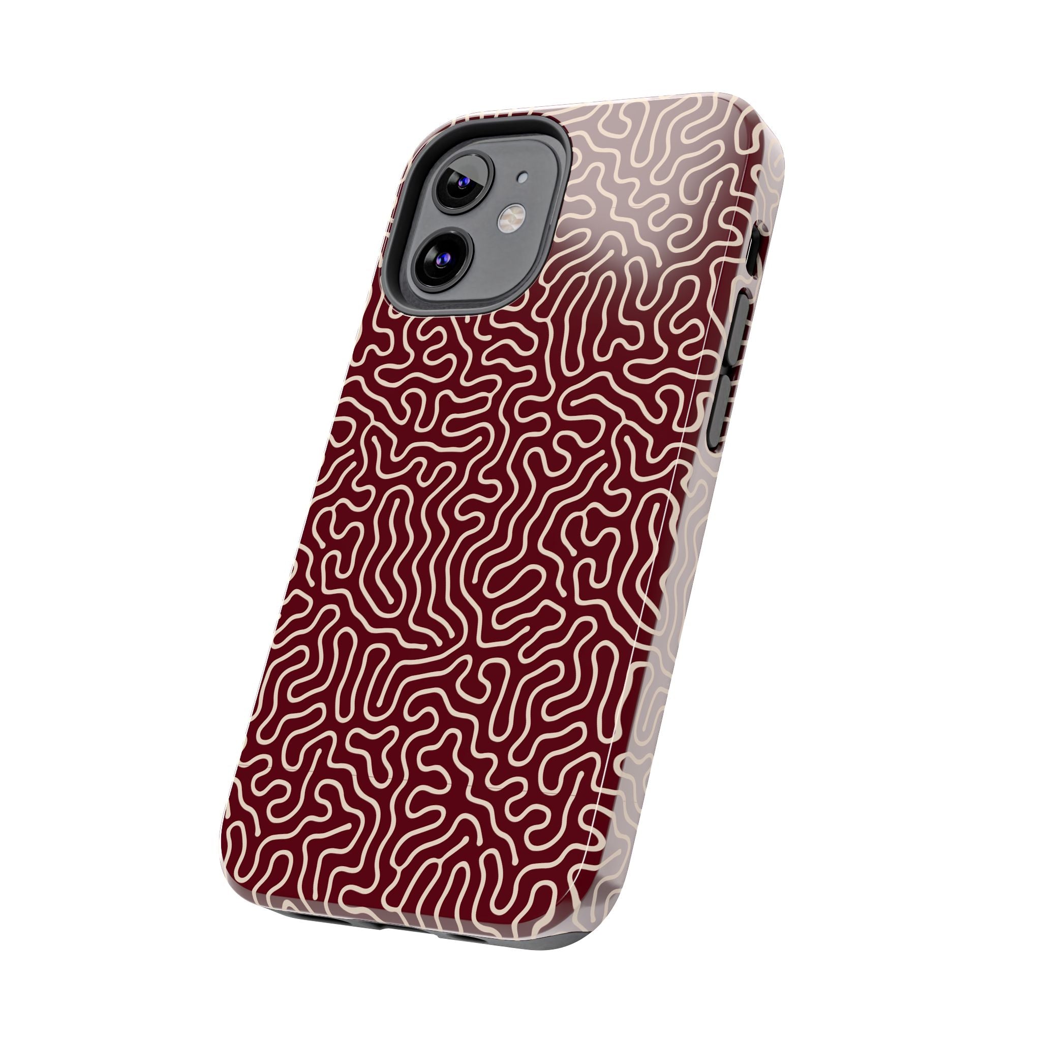 Crimson Reverie | Burgundy Abstract Line Phone Case