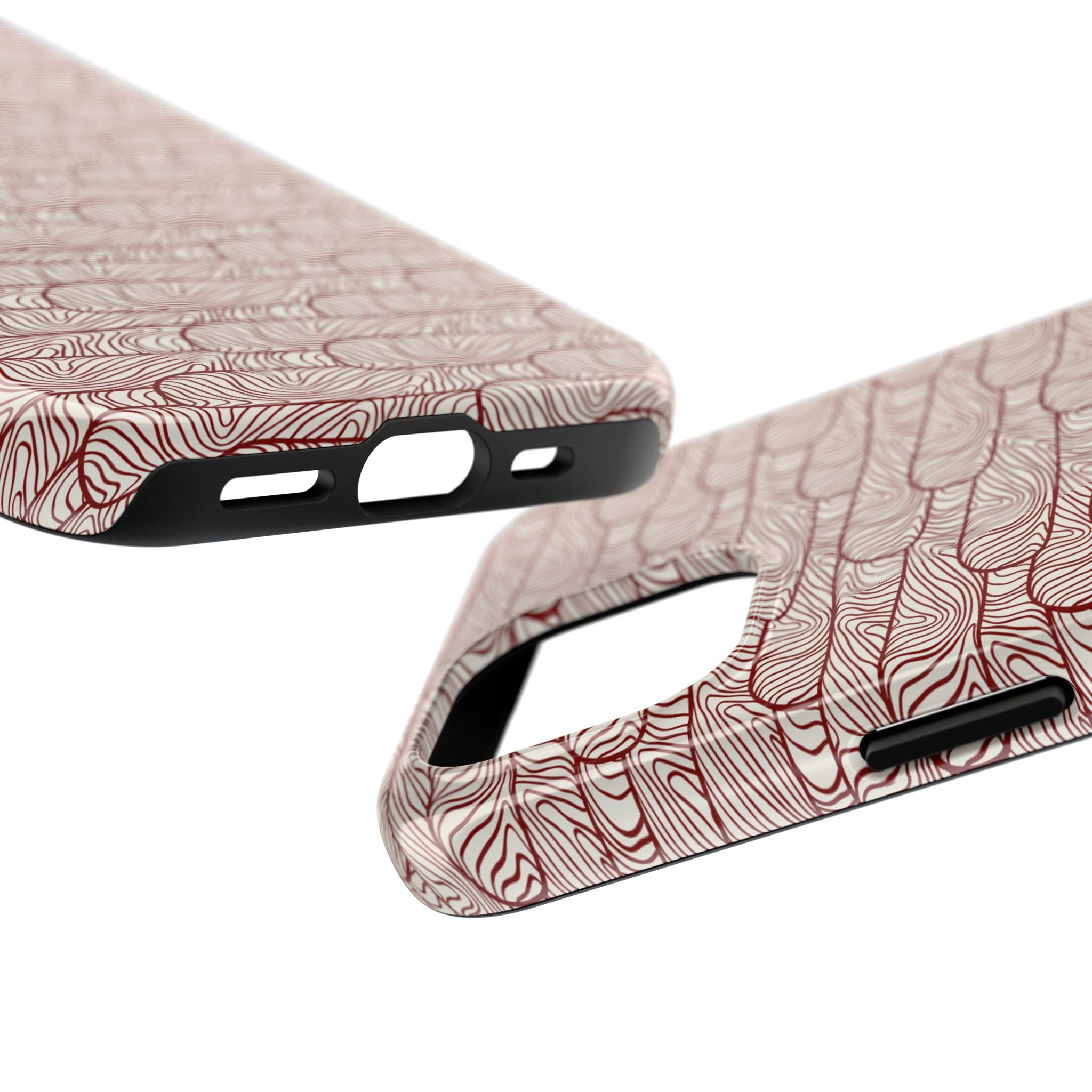 Maroon & Blush Striped Tough Phone Case — Durable Protective iPhone Cover