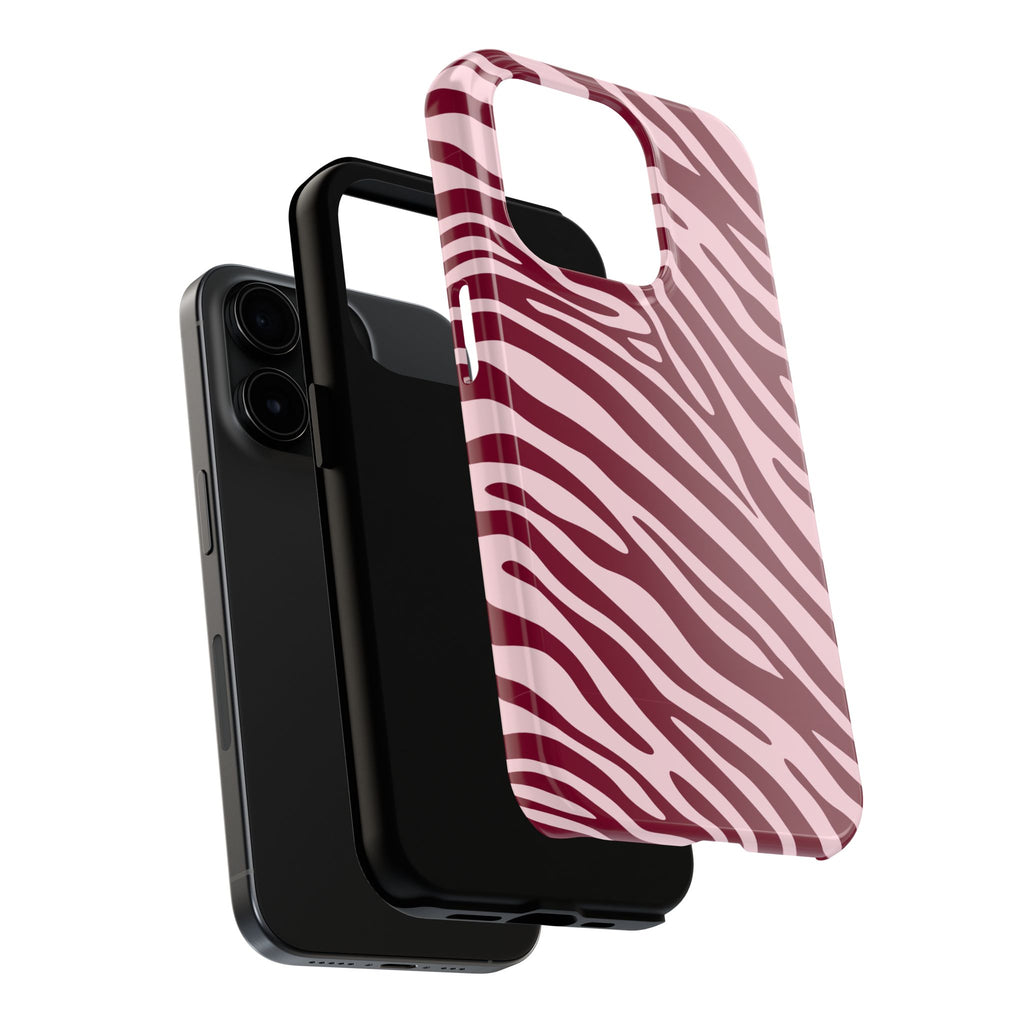 Velvet Zebra | Burgundy Zebra Print Tough Phone Case