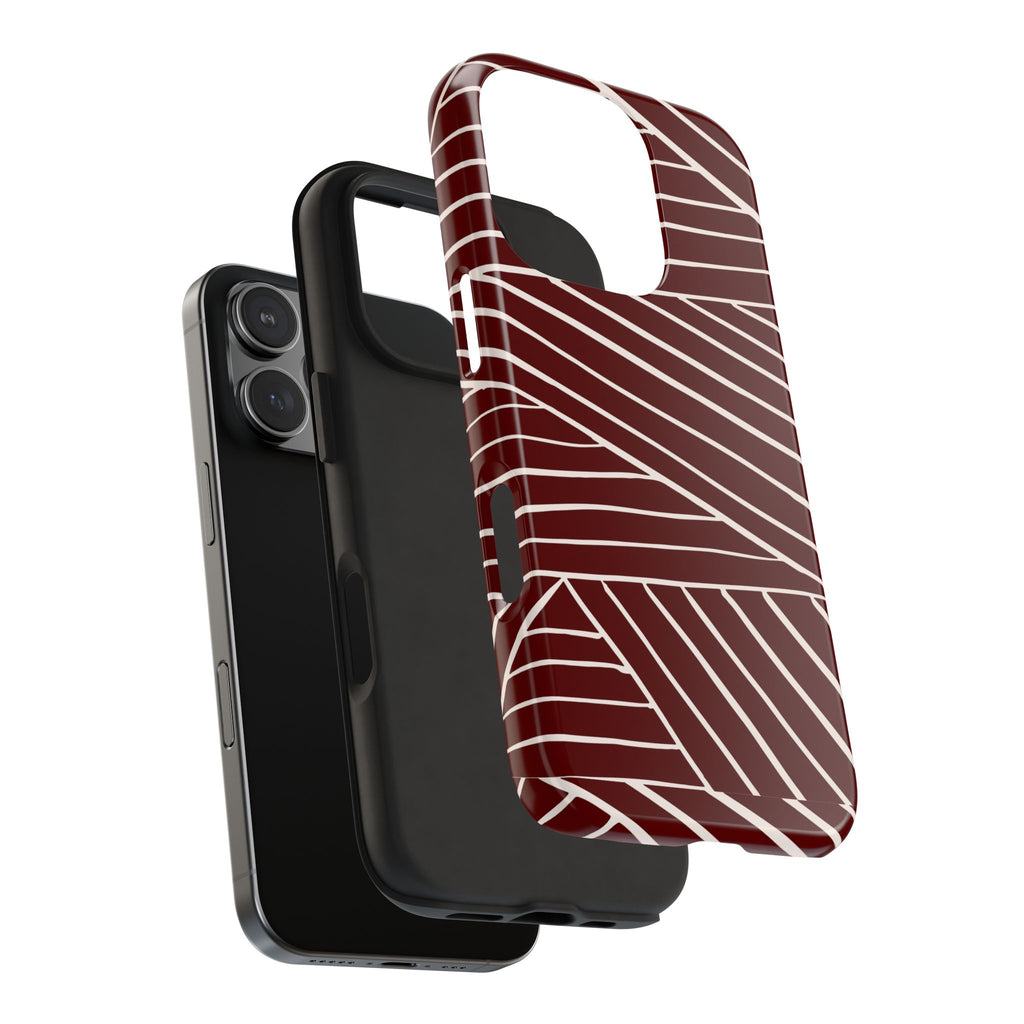 Crimson Form | Burgundy Abstract Stripe Phone Case