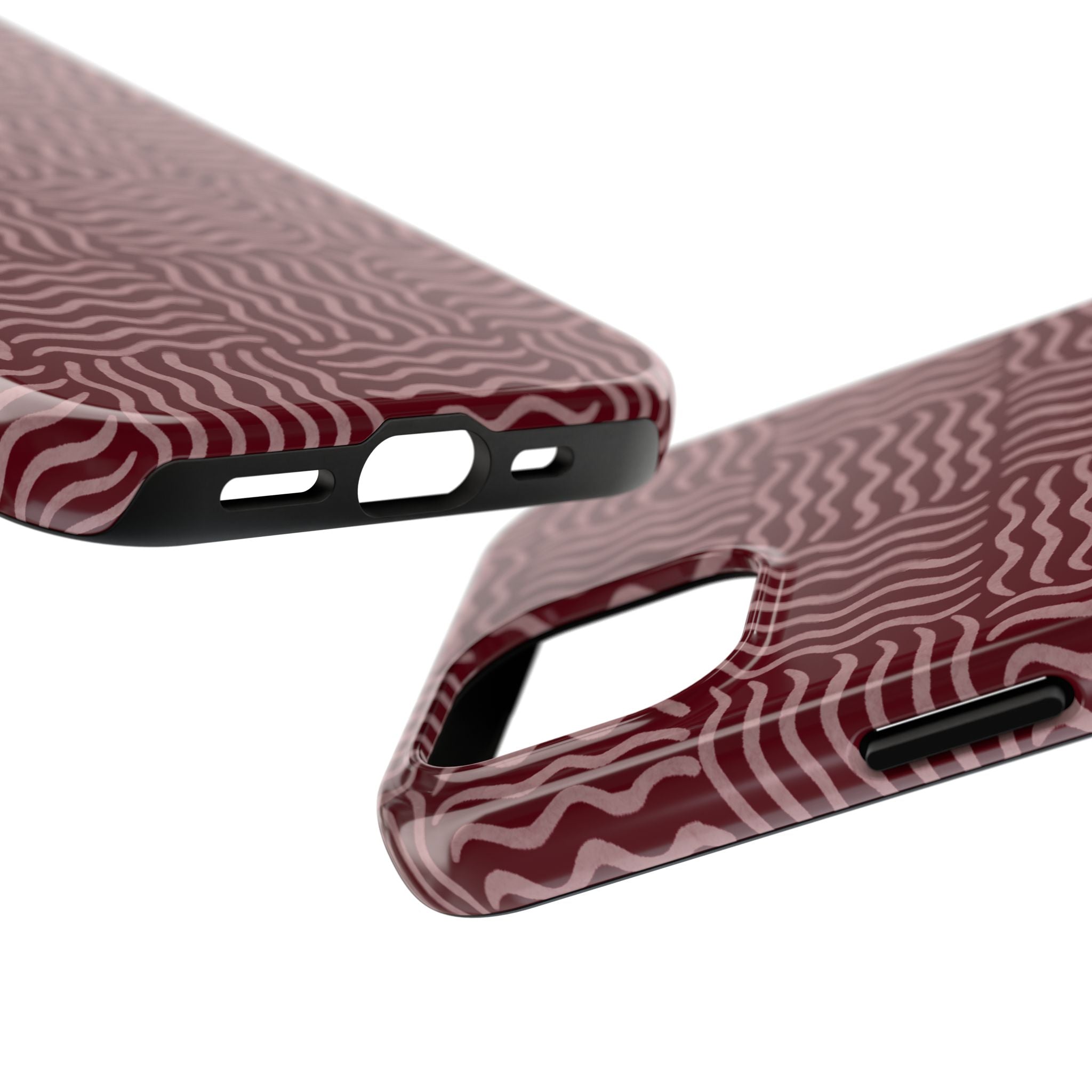 Rhythm & Form | Burgundy Wavy Grid Phone Case