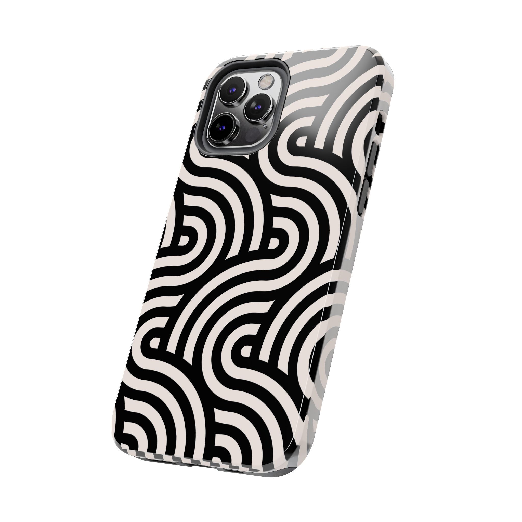 Maroon & Blush Striped Tough Phone Case — Durable Protective iPhone Cover