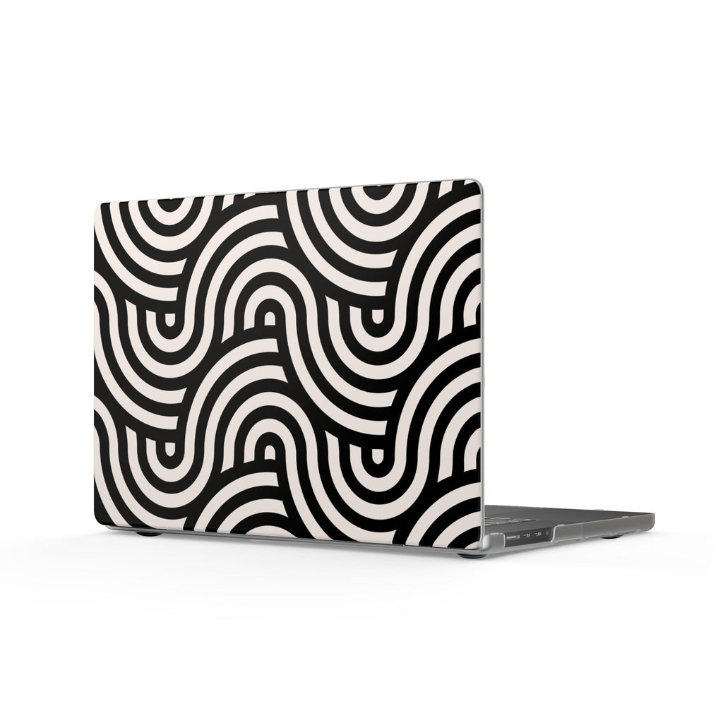 Noir Wave | Black & Cream Retro Curve Laptop Sleeve