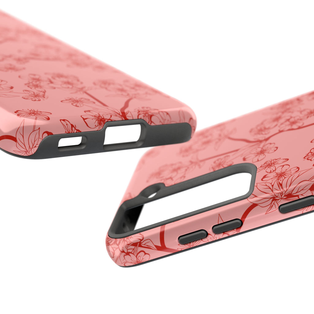Maroon & Blush Striped Tough Phone Case — Durable Protective iPhone Cover