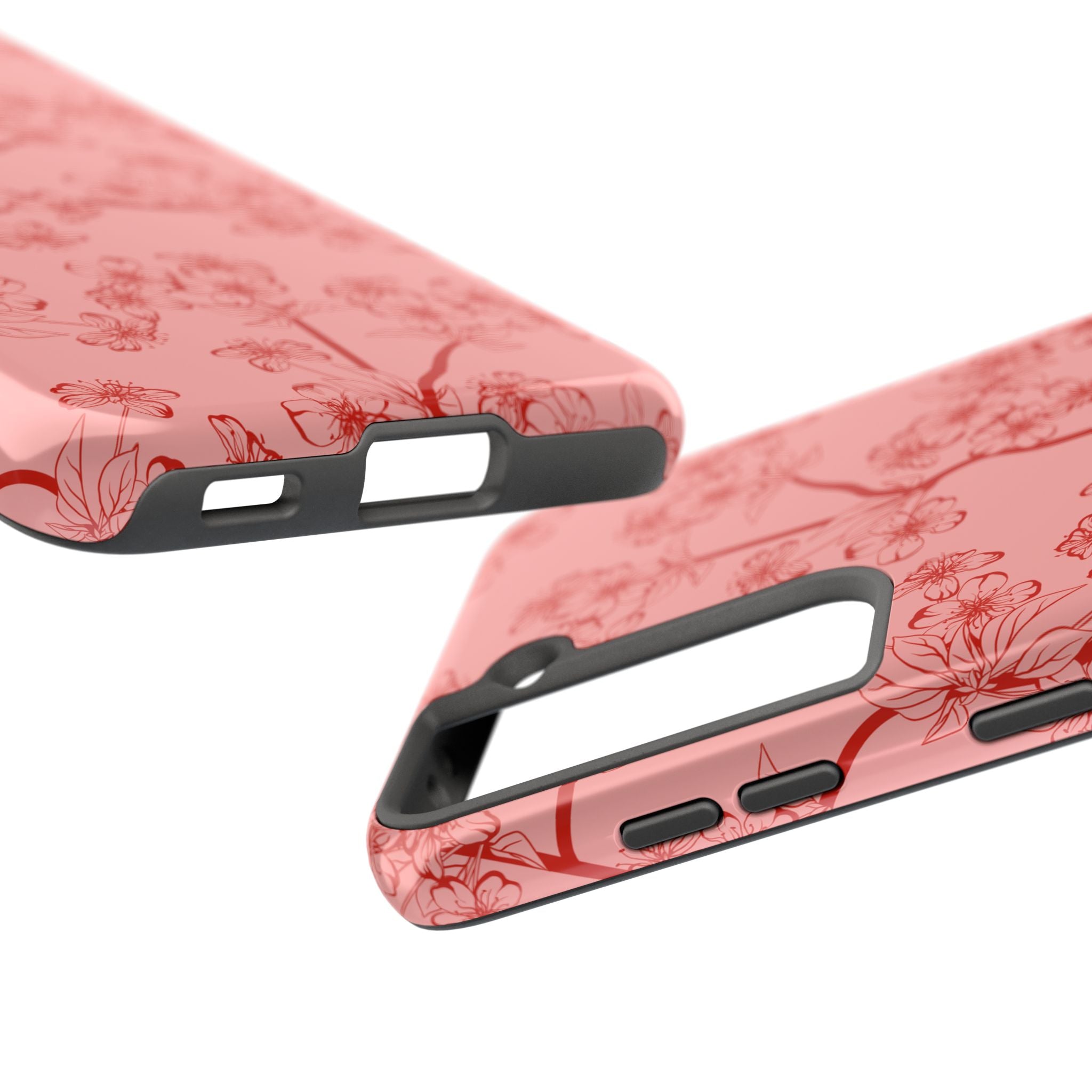 Maroon & Blush Striped Tough Phone Case — Durable Protective iPhone Cover