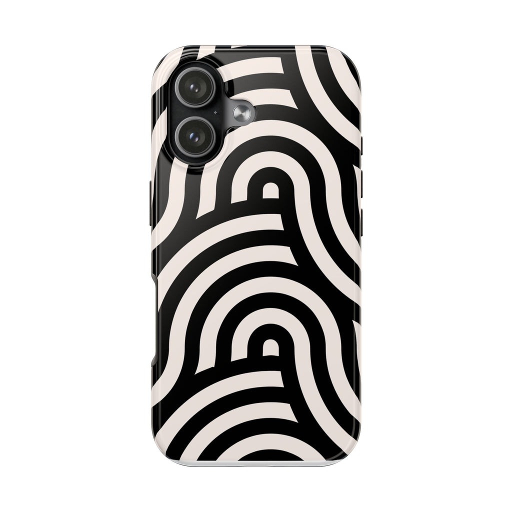 Noir Wave | Black & Cream Retro Curve Phone Case
